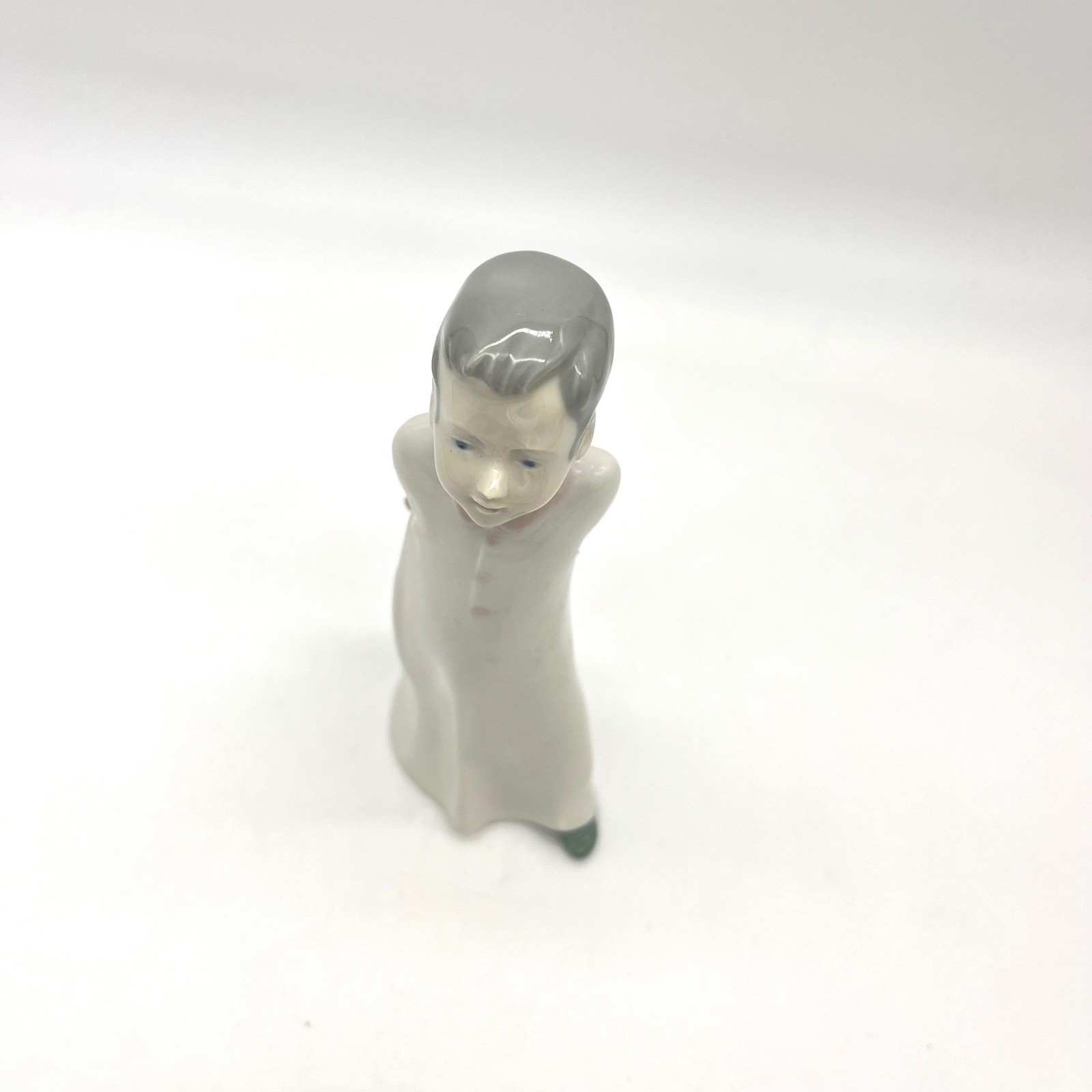 Graefenthal Germany Porcelain Boy in Nightgown with Teddy Bear Figurine 25