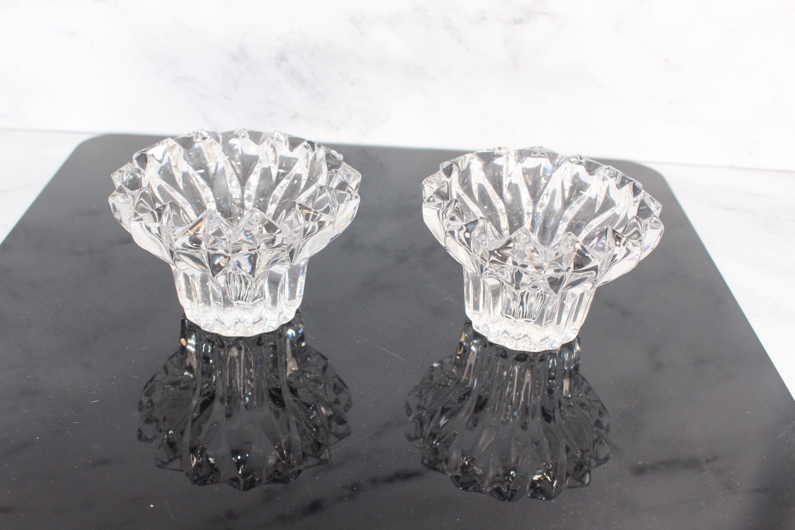 European Crystal Candle stick Holder Mystic Crystal Pattern Chandelier Set of 2