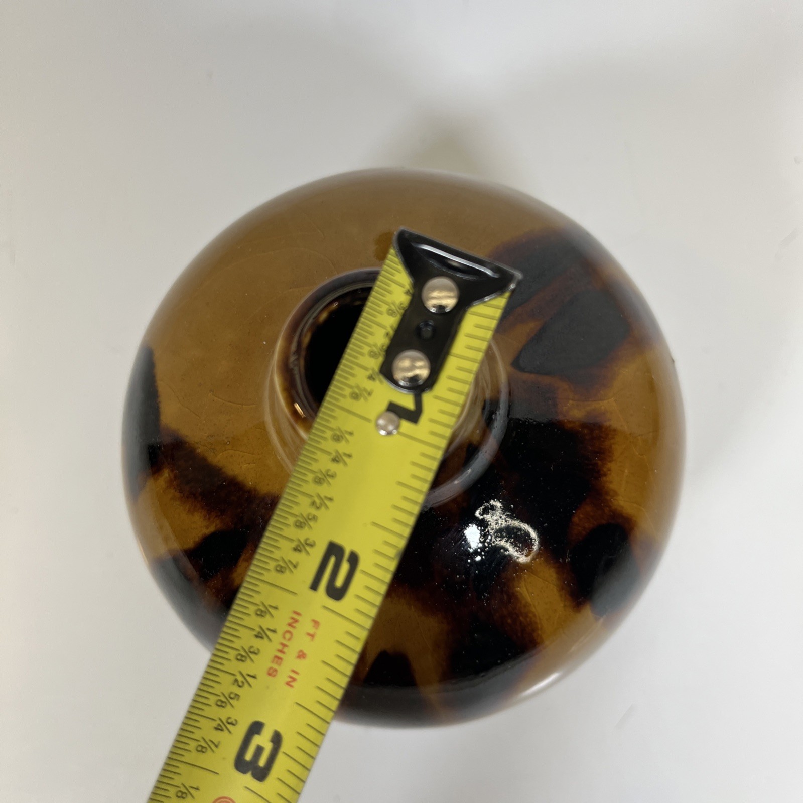 Vintage Amber Brown Chinese Pottery Vase Round Mark on Base “Unearthed From Mt”
