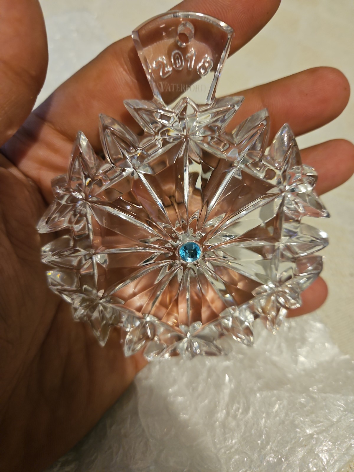 WATERFORD Crystal 2018 Snowflake Wishes “Happiness” Christmas Ornament 8th