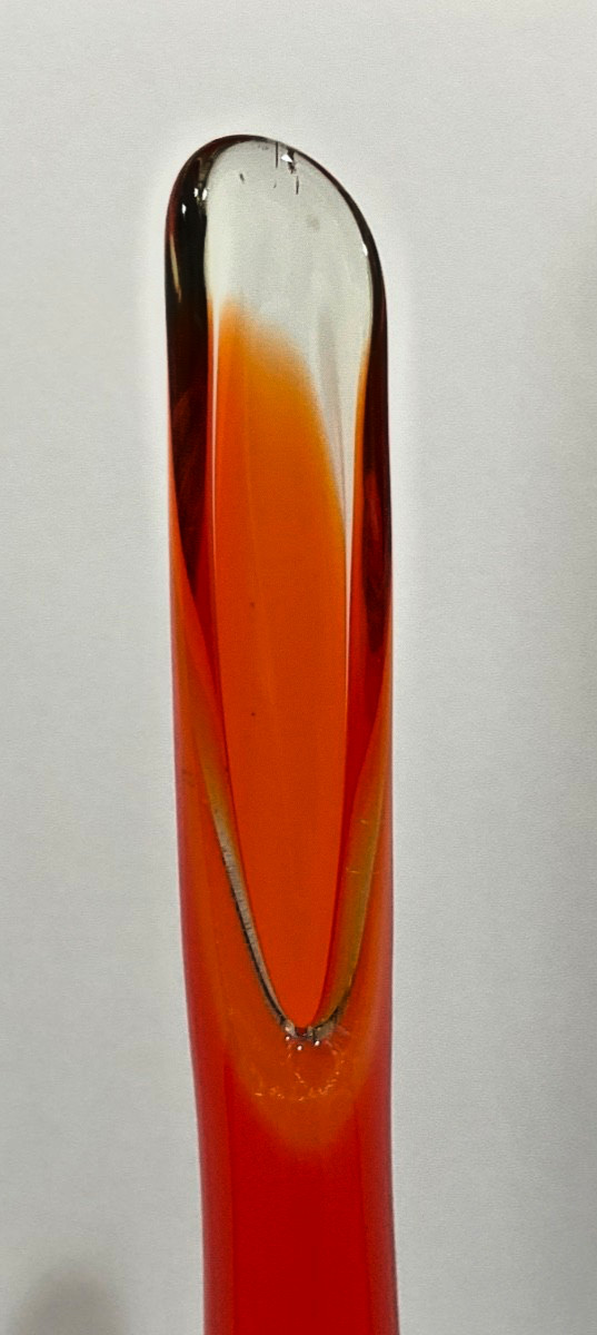 RARE VTG VASE -Viking Glass Epic 6 Petal in persimmon 12 1/8″ TALL