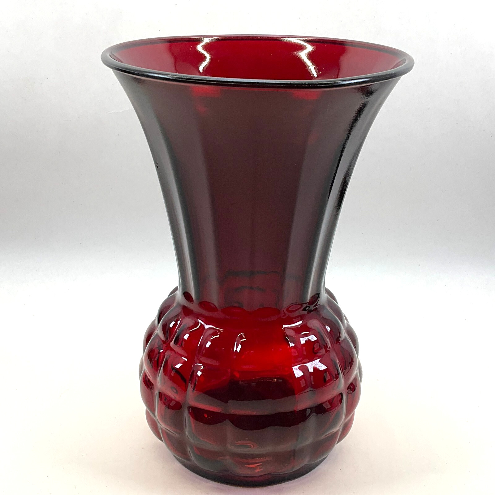 Anchor Hocking Royal Ruby Pineapple Shaped Vase 8 7/8″ MCM