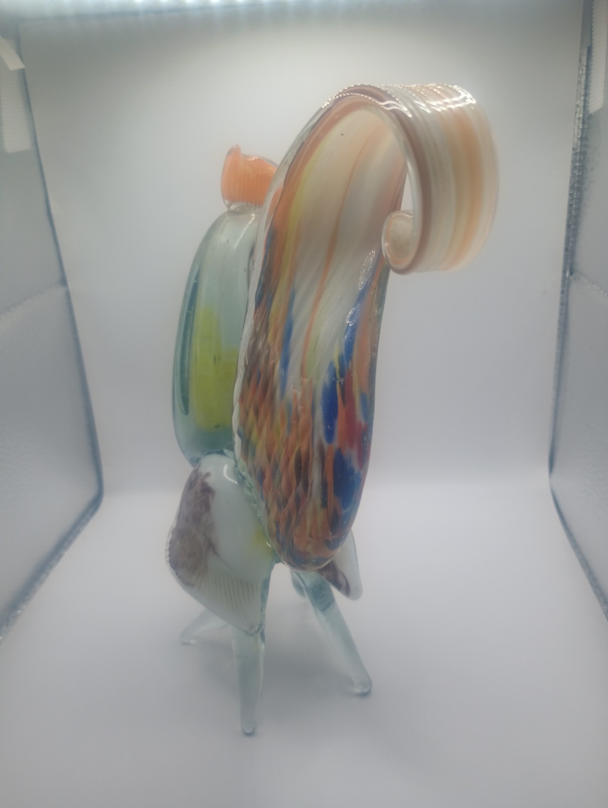 Rooster Glass Hand Blown Multicolor Vintage
