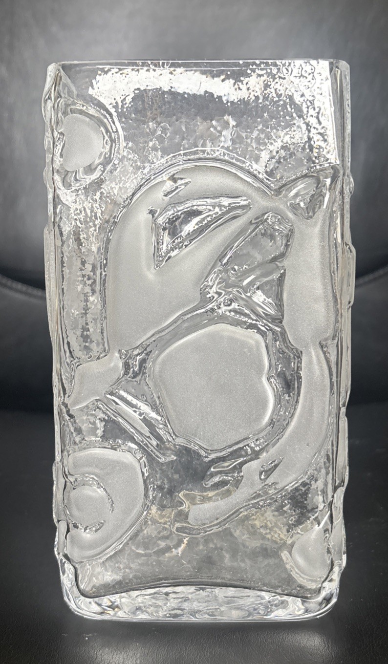 Vintage Lindshammar Sweden Art Clear Glass Vase