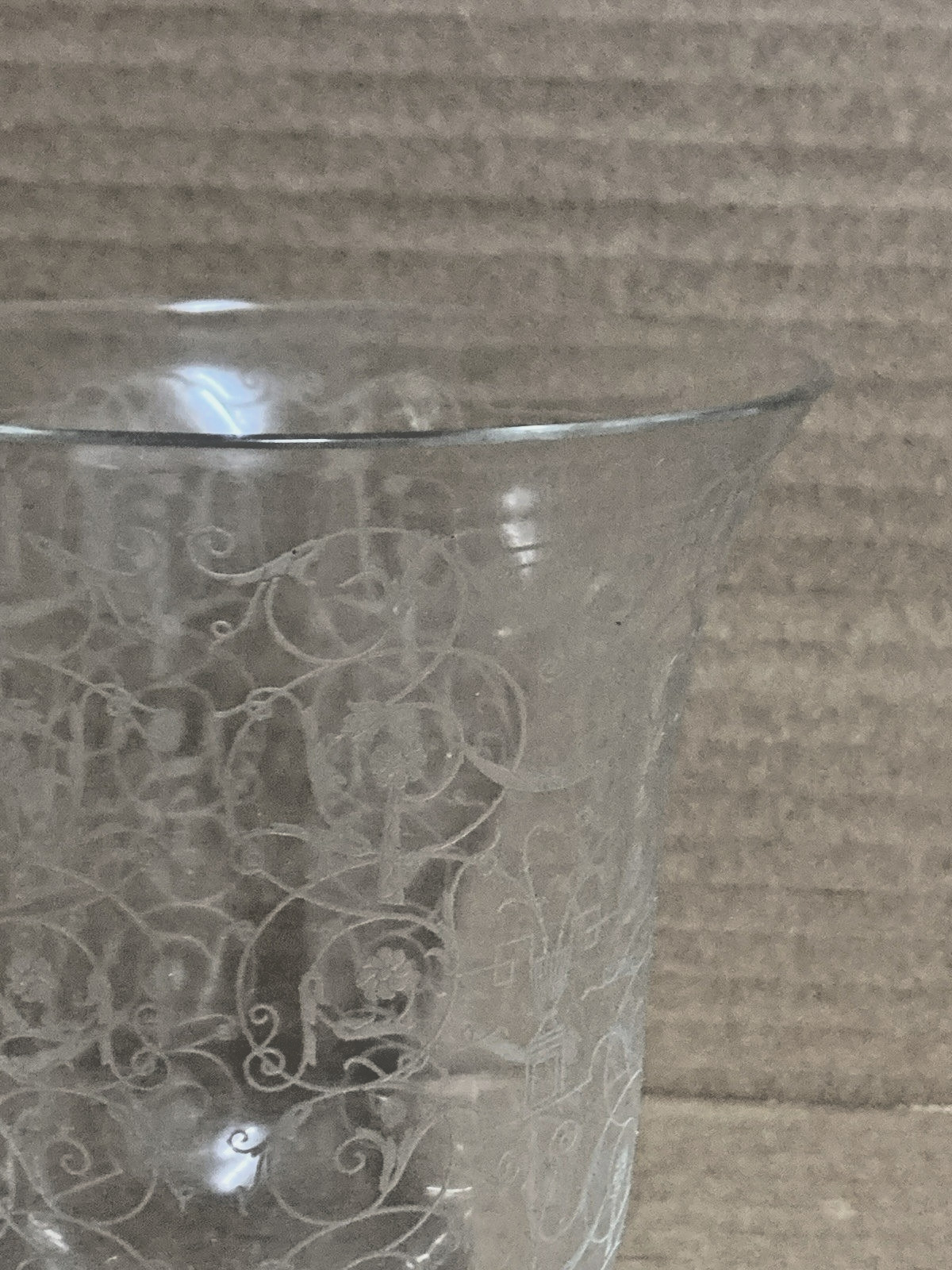 Vintage Baccarat Michelangelo Etched Flared Vase 5 1/4″ France Wine Goblet