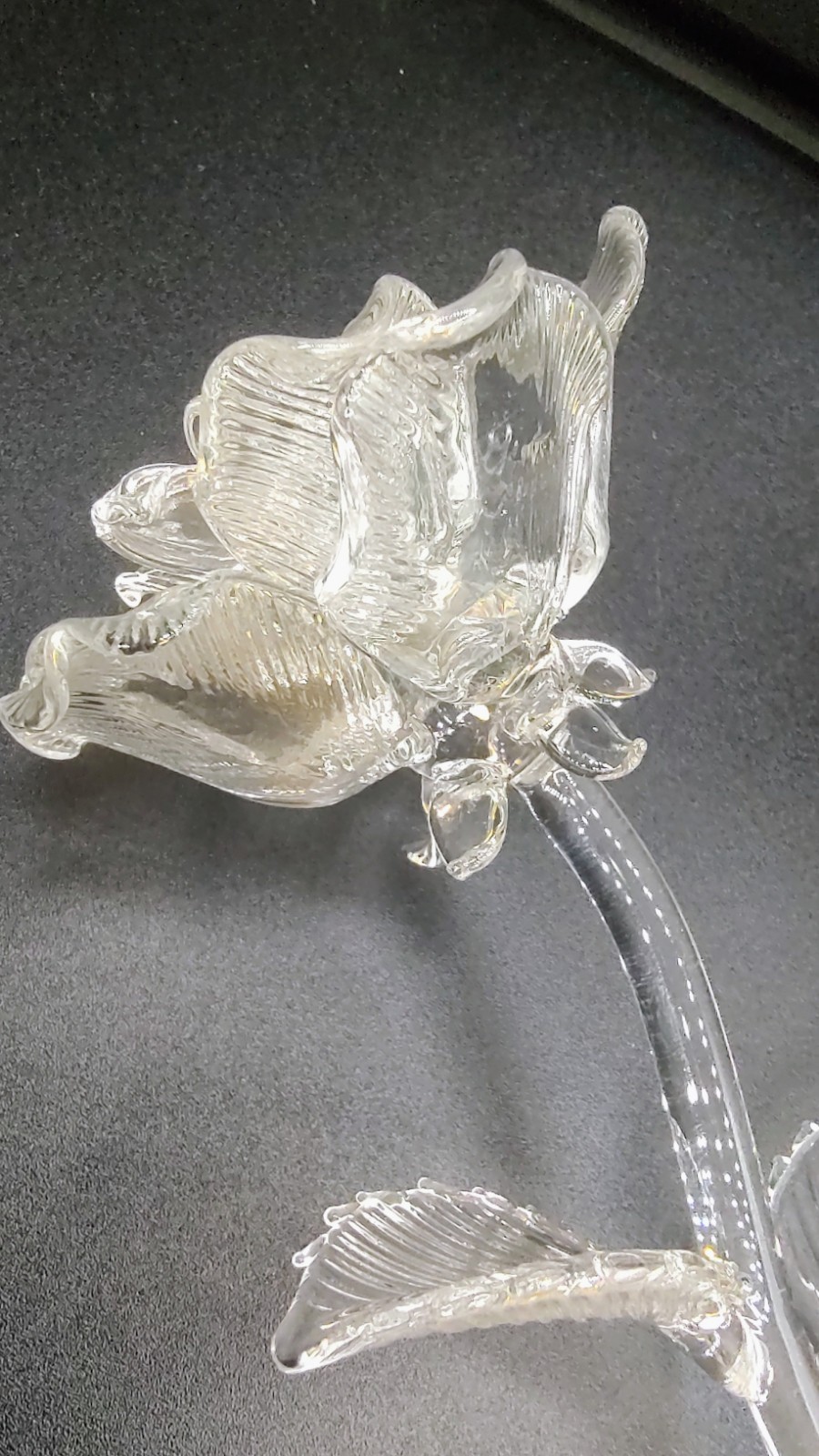 Waterford Crystal Fleurology Clear Rose Long Stem Flower Sculpture – 14.5″
