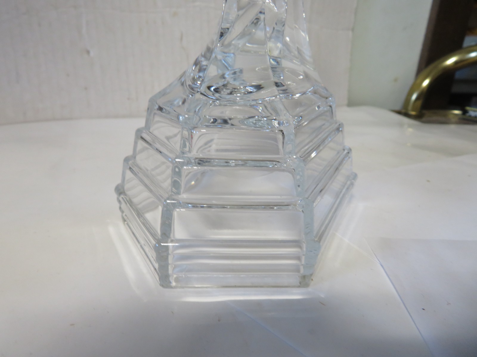 Art Deco Style Clear Glass Nude Dancer Figurine Sculpture Stepped Base Female