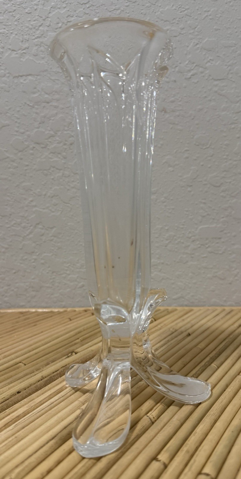 Vtg Cristal d’Arques Durand Bandol Three Footed Crystal Vase 24% Lead 8.75 in.