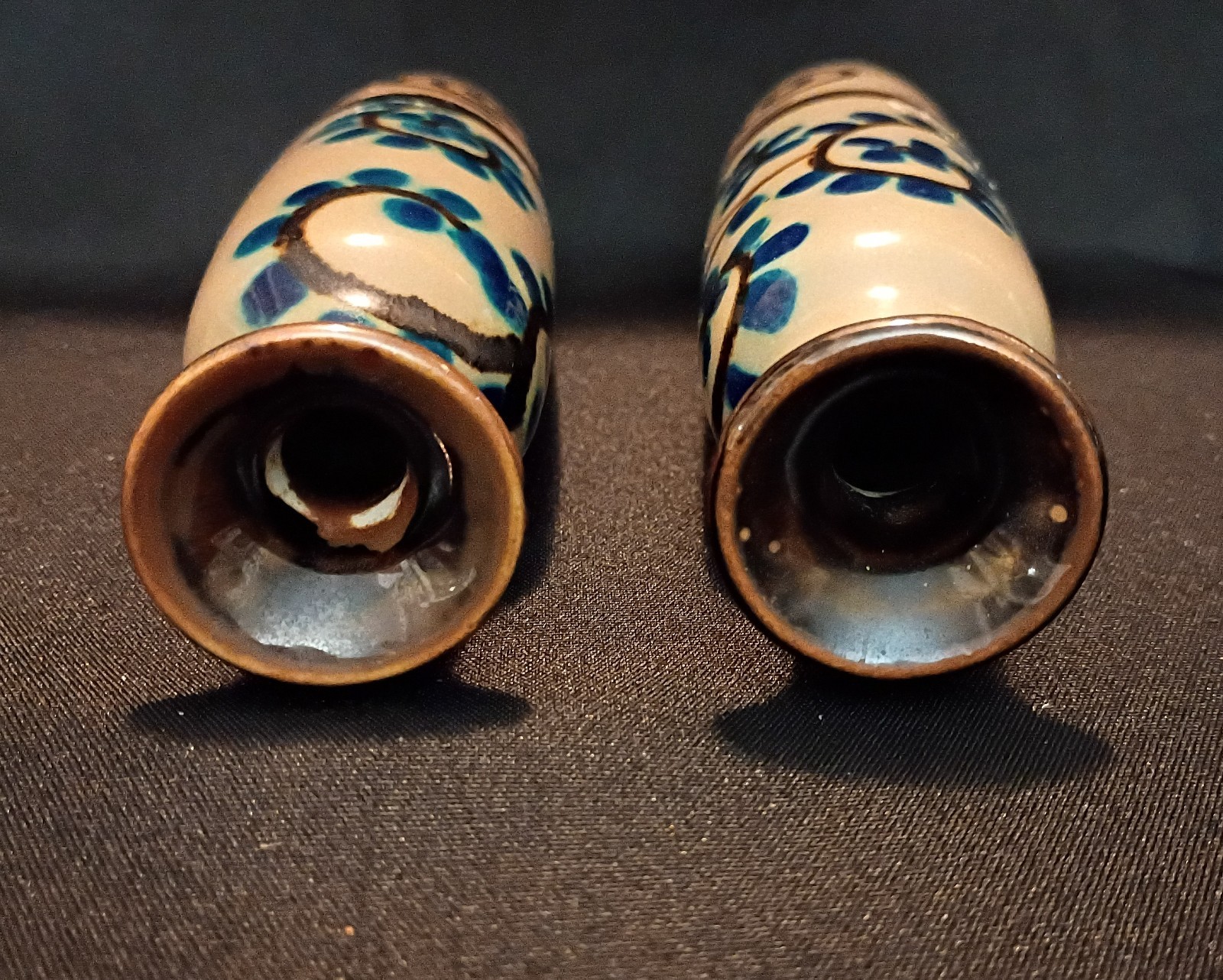 💥 Glazed & Hand Painted Stoneware Pottery Vases – Set of 2 – 6.75″ Tall 💥