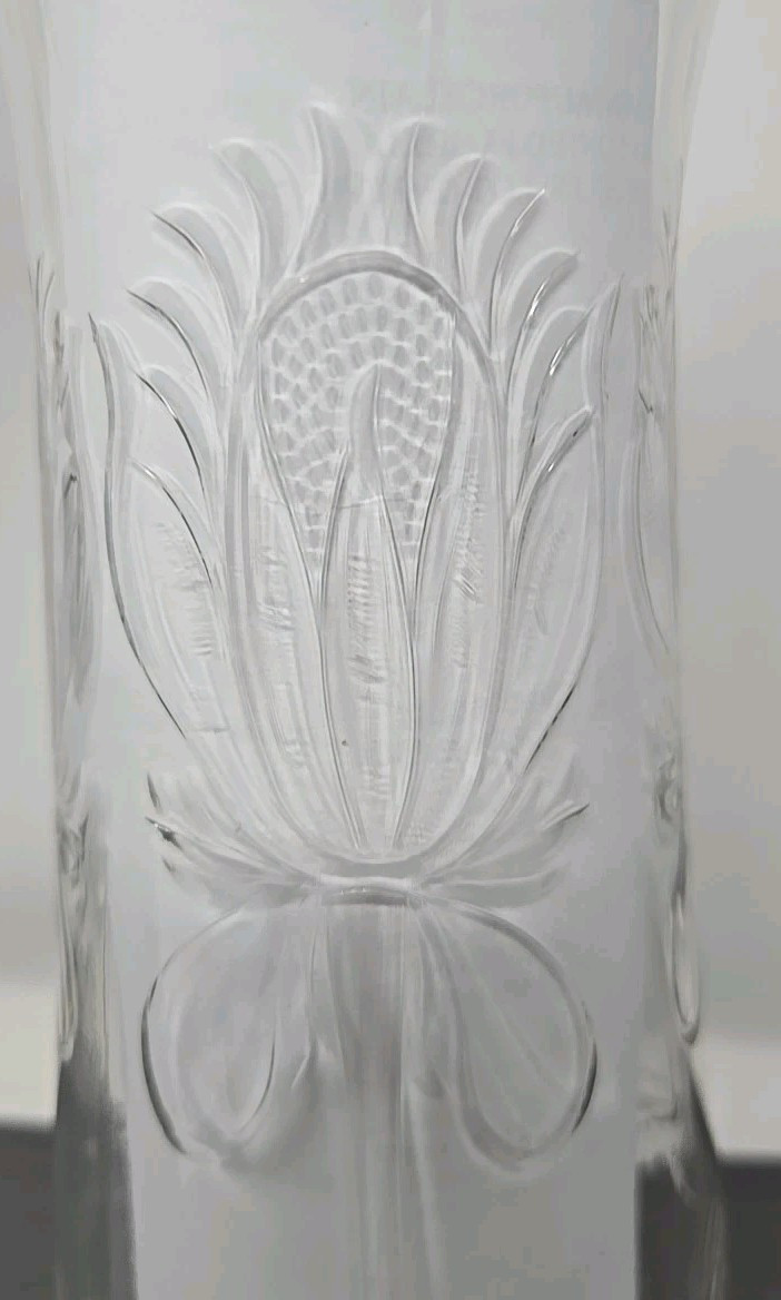 Antique Stourbridge Stevens & Williams Rock Crystal Glass Floral Vase 11 3/4