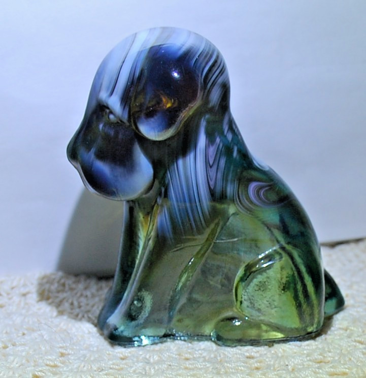 VINTAGE BOYD 3” GLASS POOCHE DOG FIGURINE SPOOKY SLAG #7 12/27/78