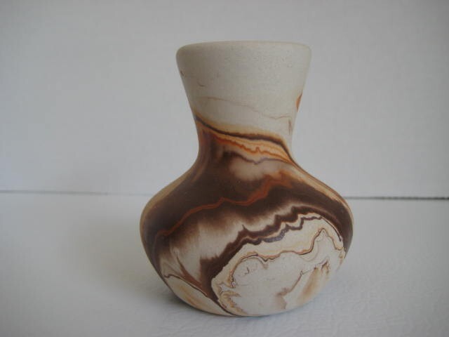 Nemadji Clay Pottery Bud Vase 3.25 in tall Orange Brown