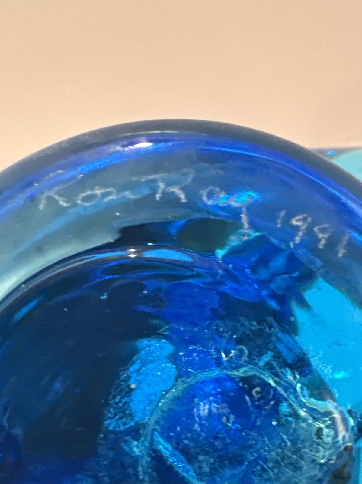 Vintage 1991 Ron Ray Signed Blue Bird of Happiness Art Glass Figurine
