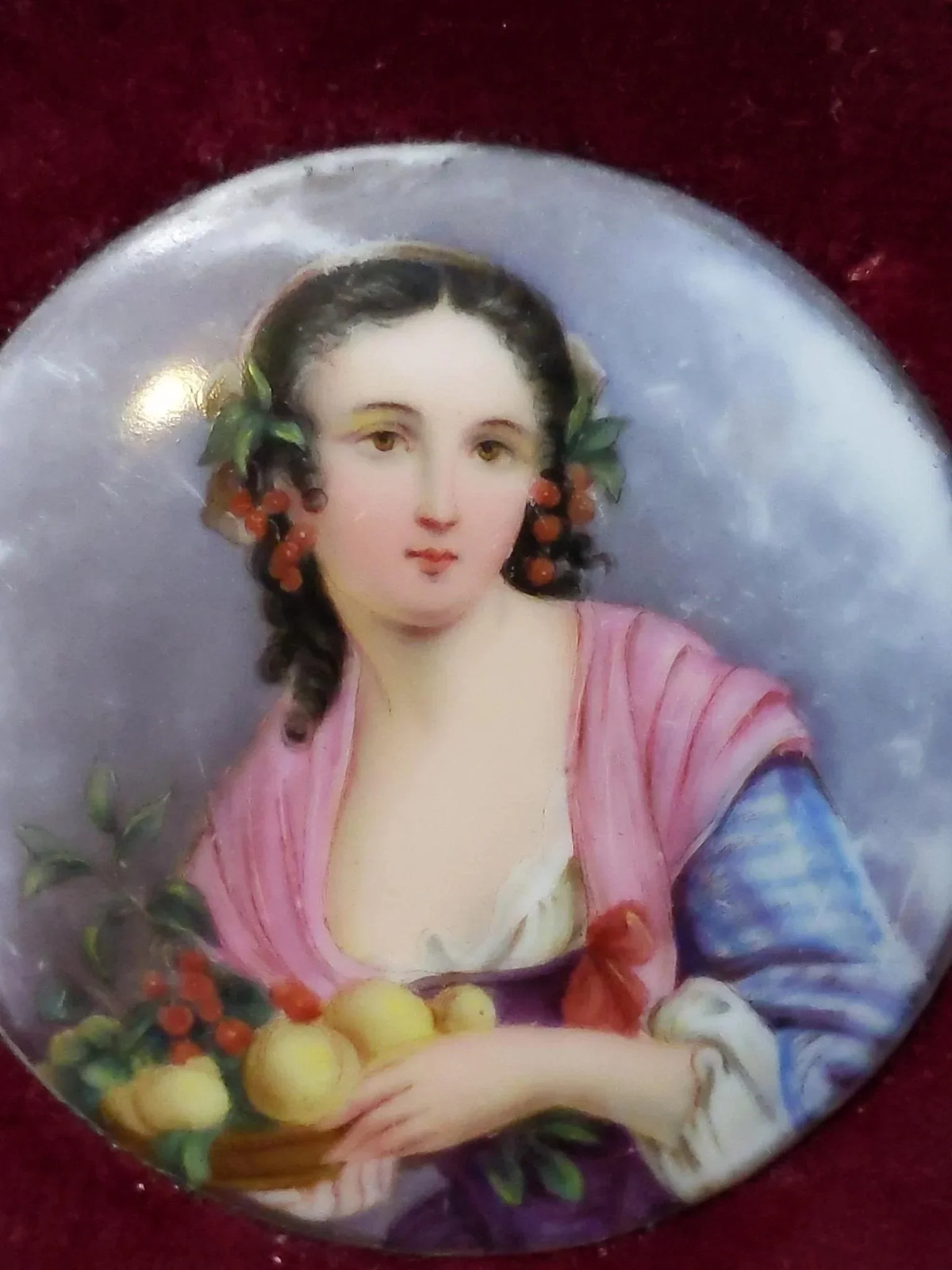 c1870 Porcelain Plaque in Gilt Bronze Frame