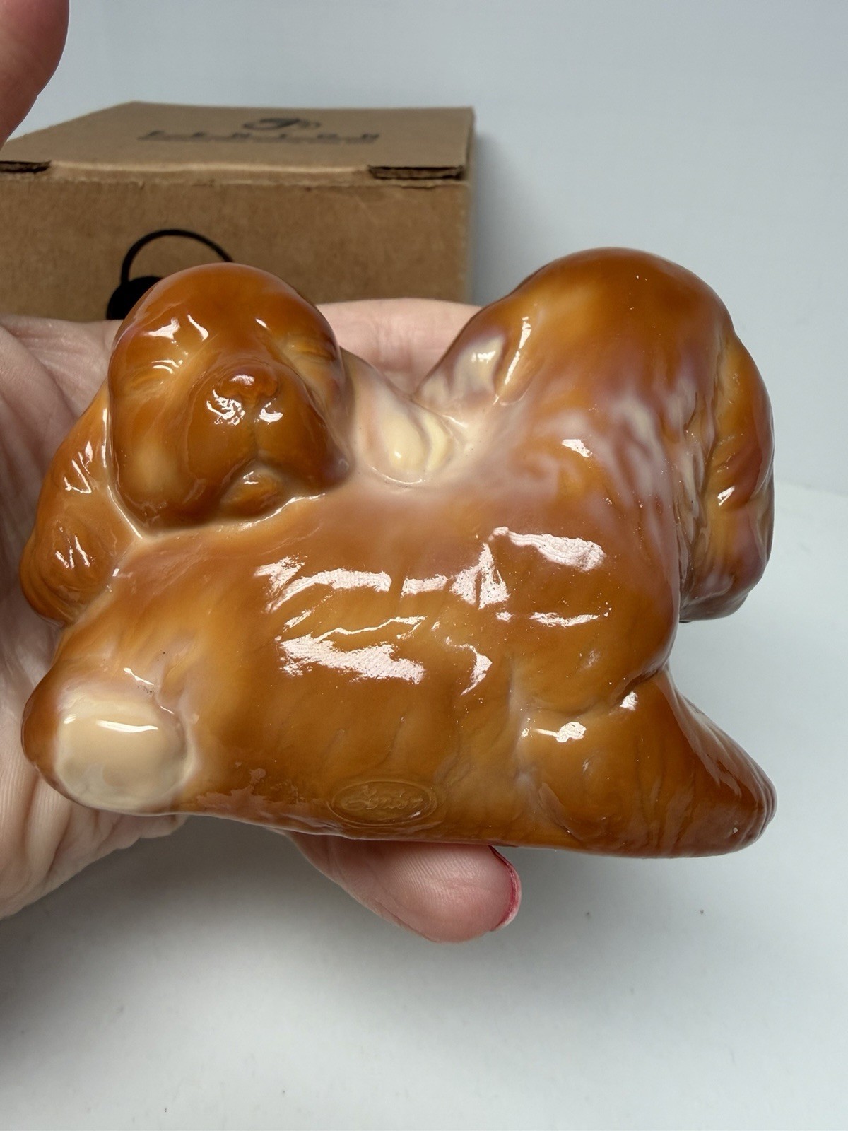 Fenton Puppies – Two Cocker Spaniels – Chocolate Glass Limited Production W/box