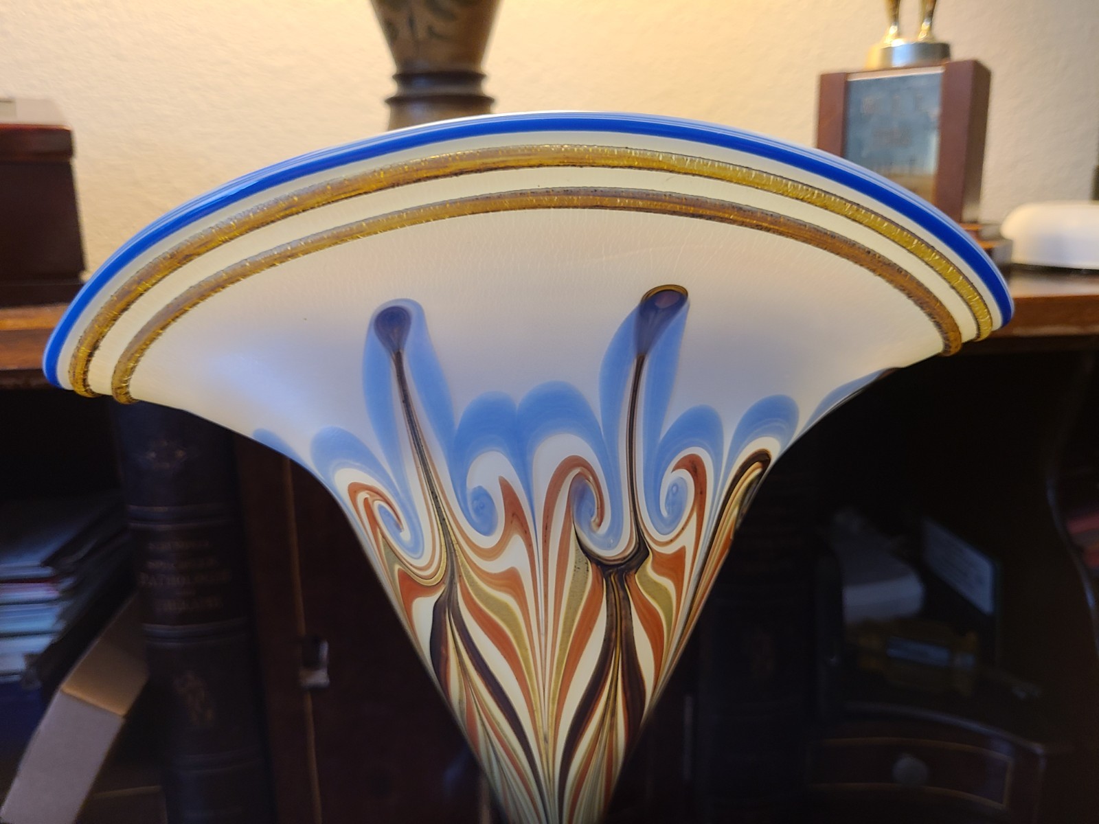 Fabulous Antique Art Glass Decorative Vase with flared lip