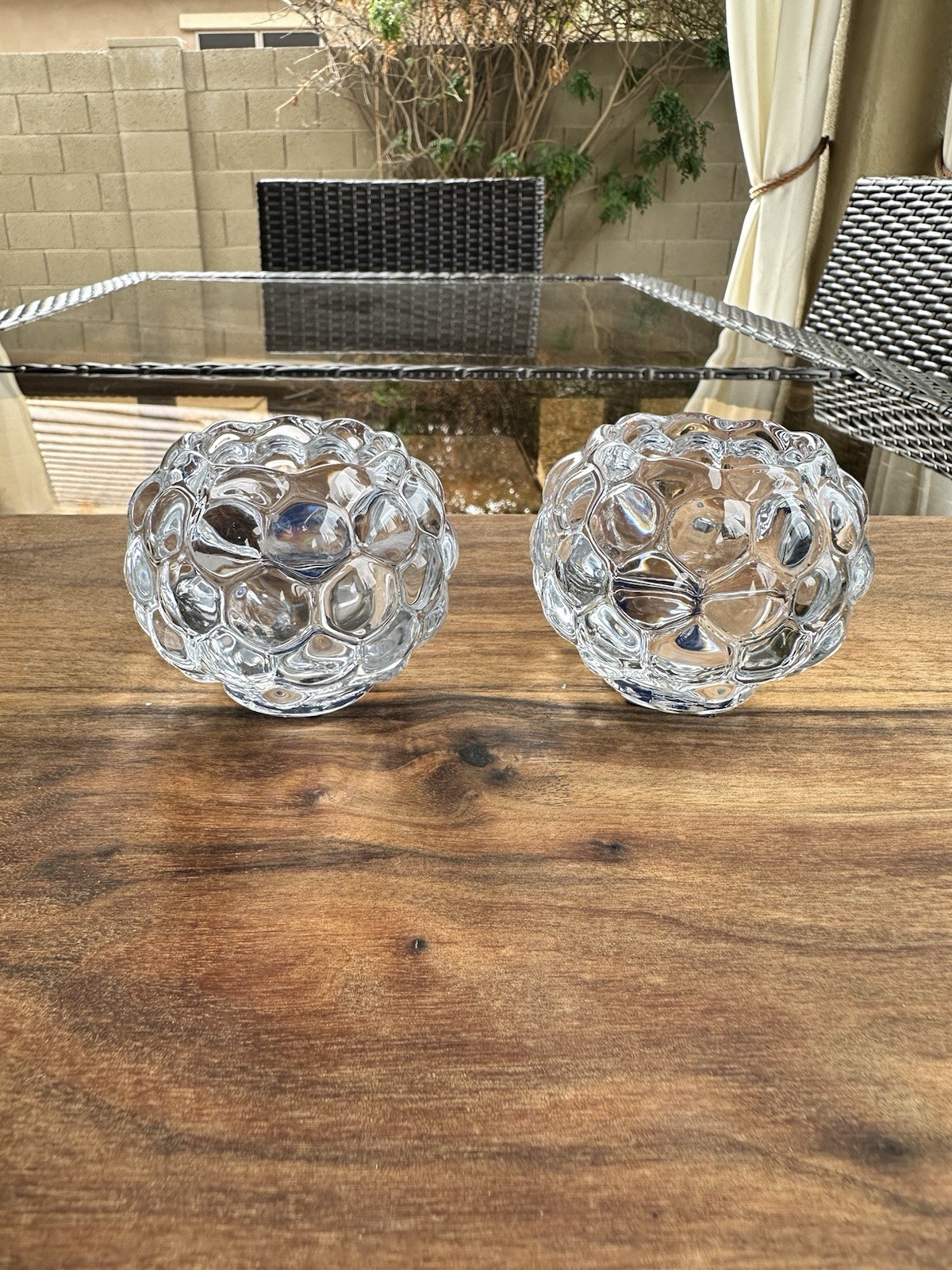 Pair of Celebrations by Mikasa Crystal Candle Holders – Concave Bubbles – 2.75”