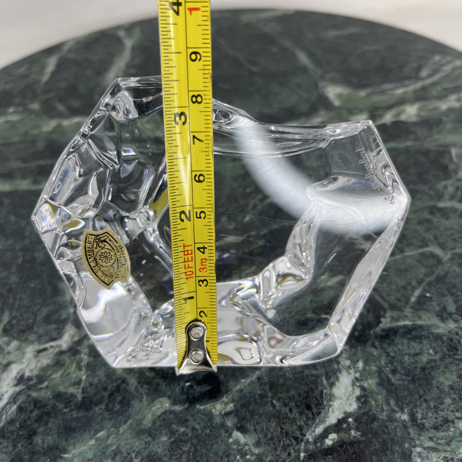 Val St Lambert Crystal Iceberg Paperweight Belgium Signed Label 1 lb 2.7 oz 4”