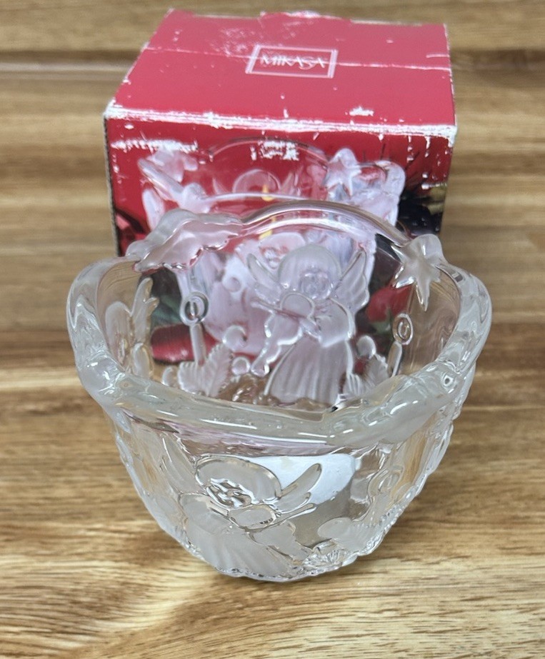 Mikasa Holiday Lights Votive Tea Light Candleholder Angels Christmas Germany