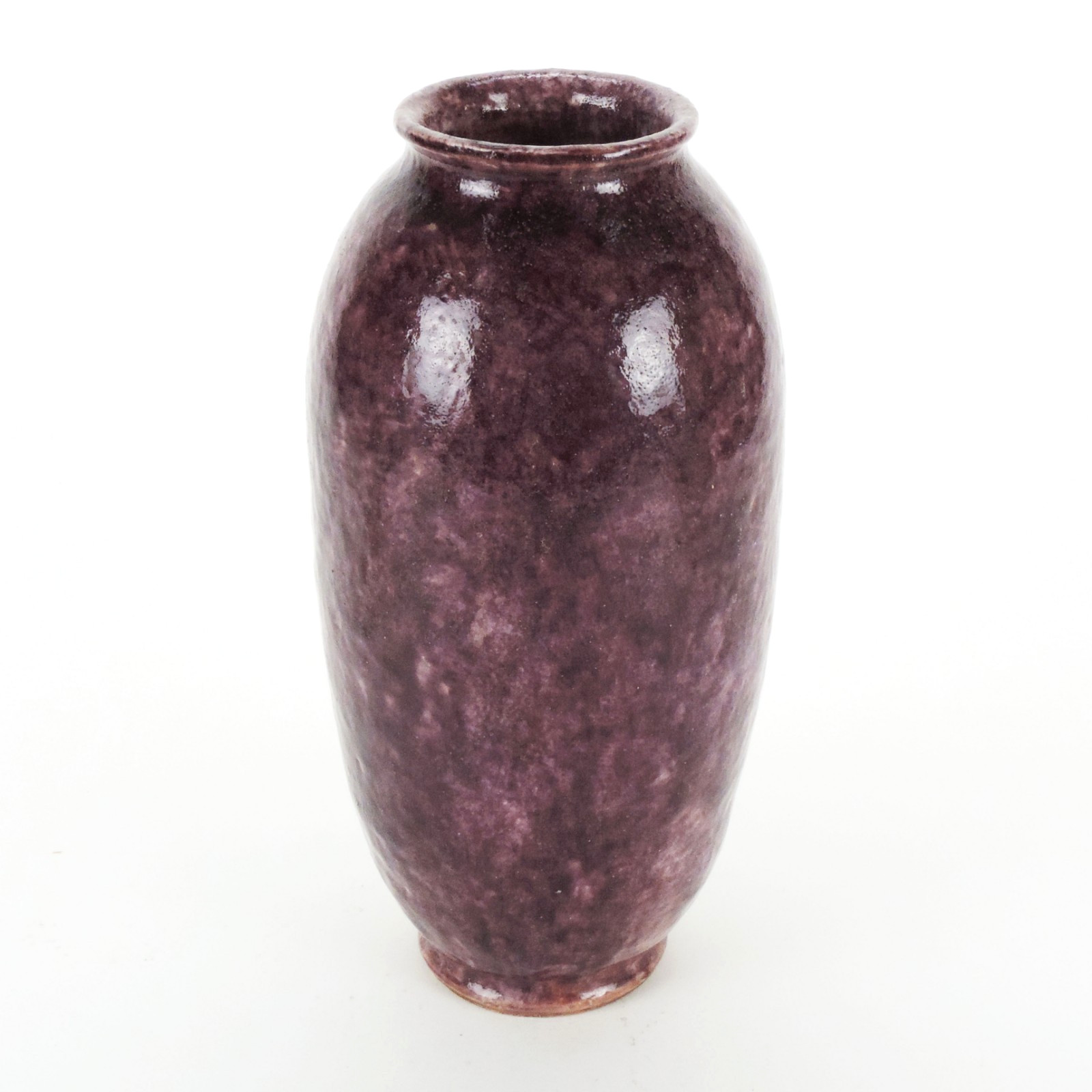 Leon Volkmar Studio Pottery Kilns 1939 purple vase 11.5″ MCM Arts & Crafts NY