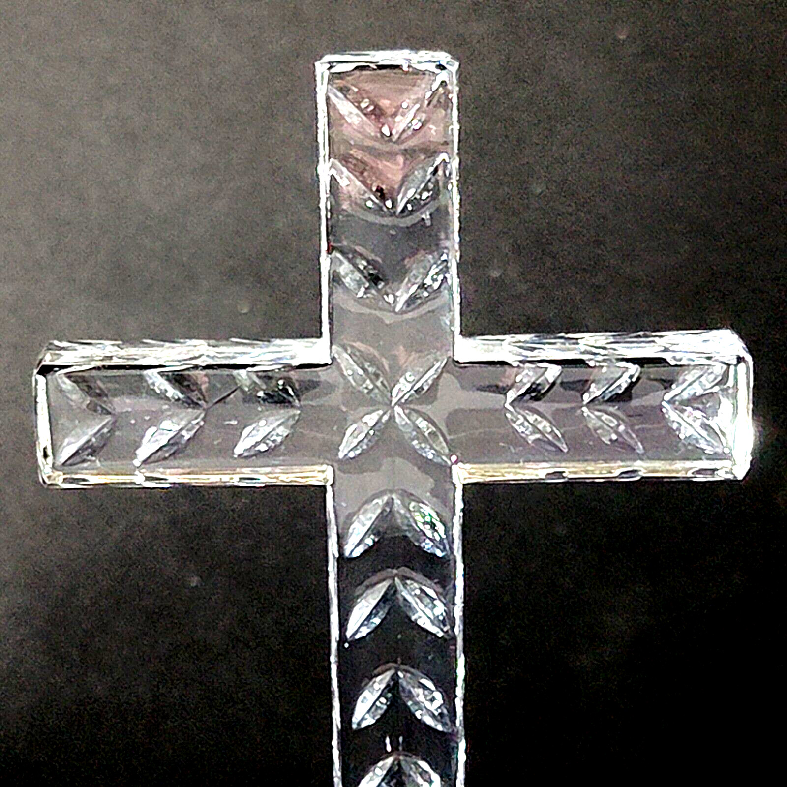 IMPERIAL CRYSTAL STANDING CROSS, Cut Crystal, 8″, Christian Cross, Signed