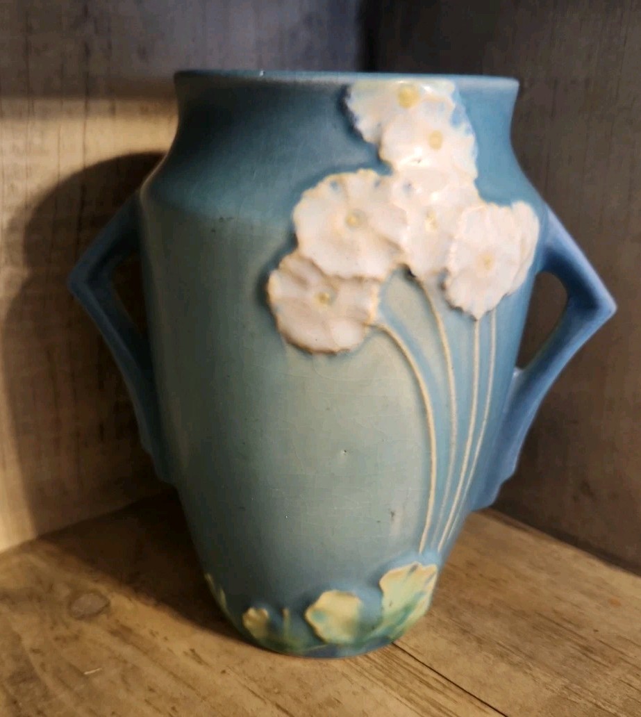 Roseville Art Pottery Blue Primrose Vase 760-6 See Photos