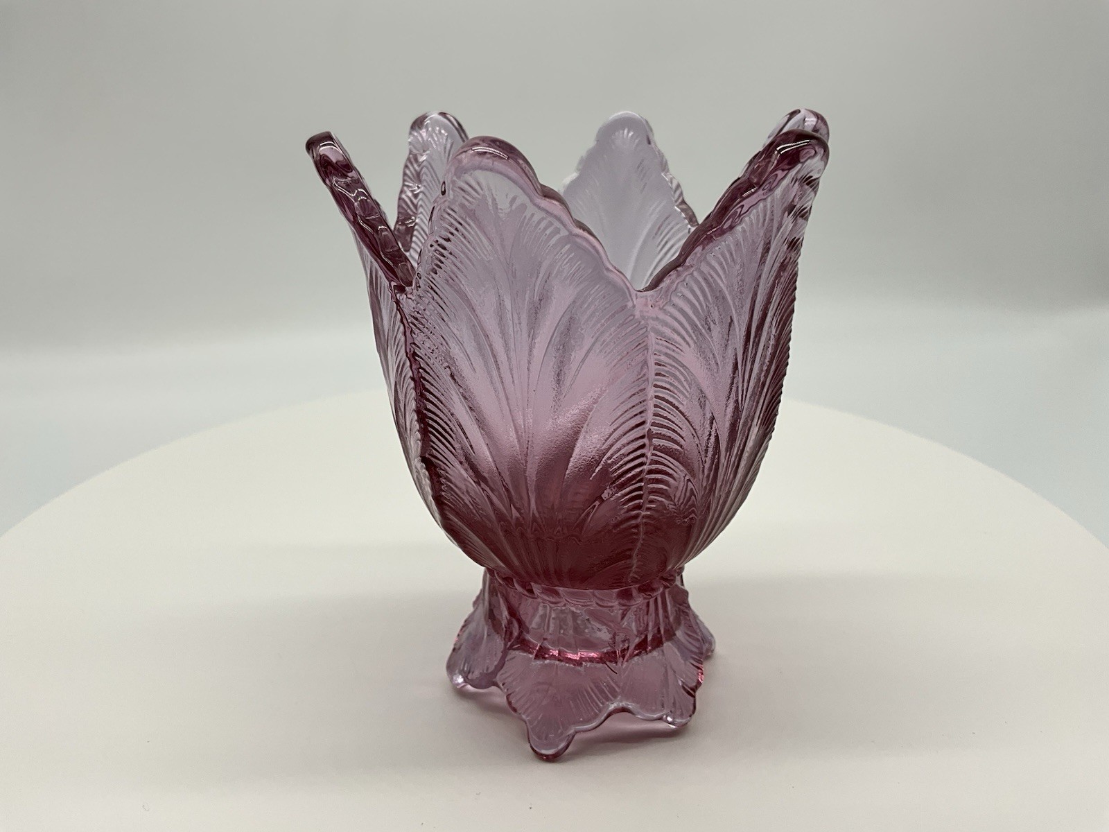 Fenton Art Glass Dusty Rose Two Way Votive/Candle Holder 4.5 Inches High