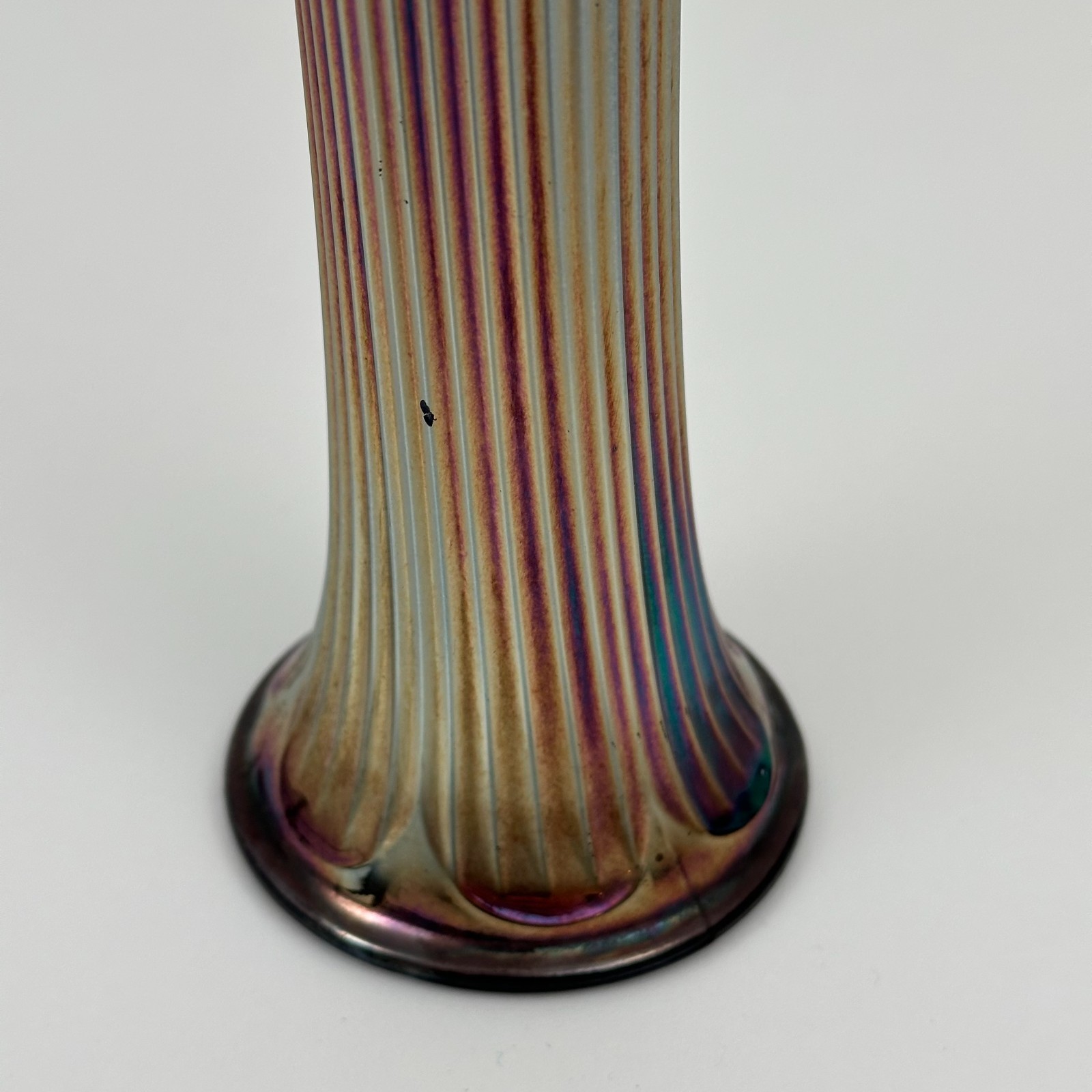 Fenton Art Glass Rib Blue Amethyst Carnival Glass Vase – Vintage 1930s