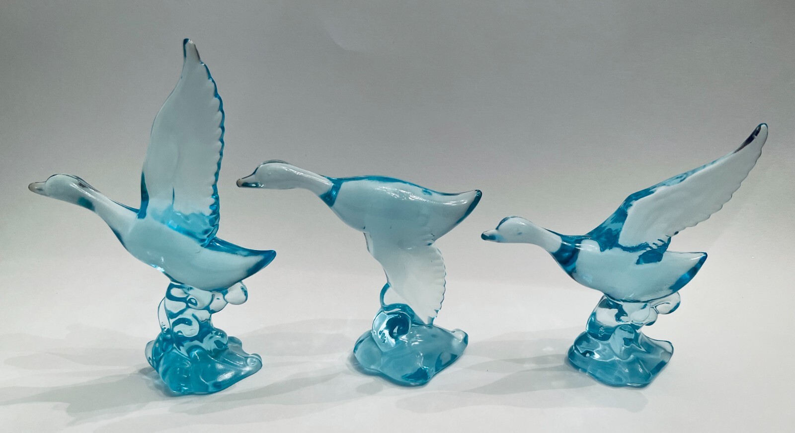 Heisey by Imperial Mallards Ducks Horizon Blue Three Figurines