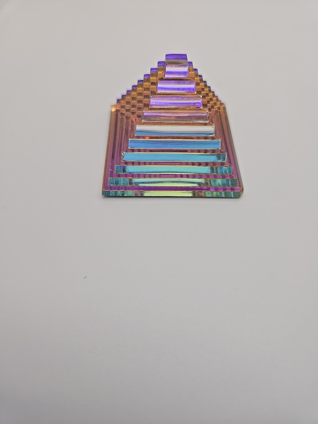 Vintage Rainbow Crystal/glass Pyramid Prism Paper Weight Very Pretty Tiny Chips