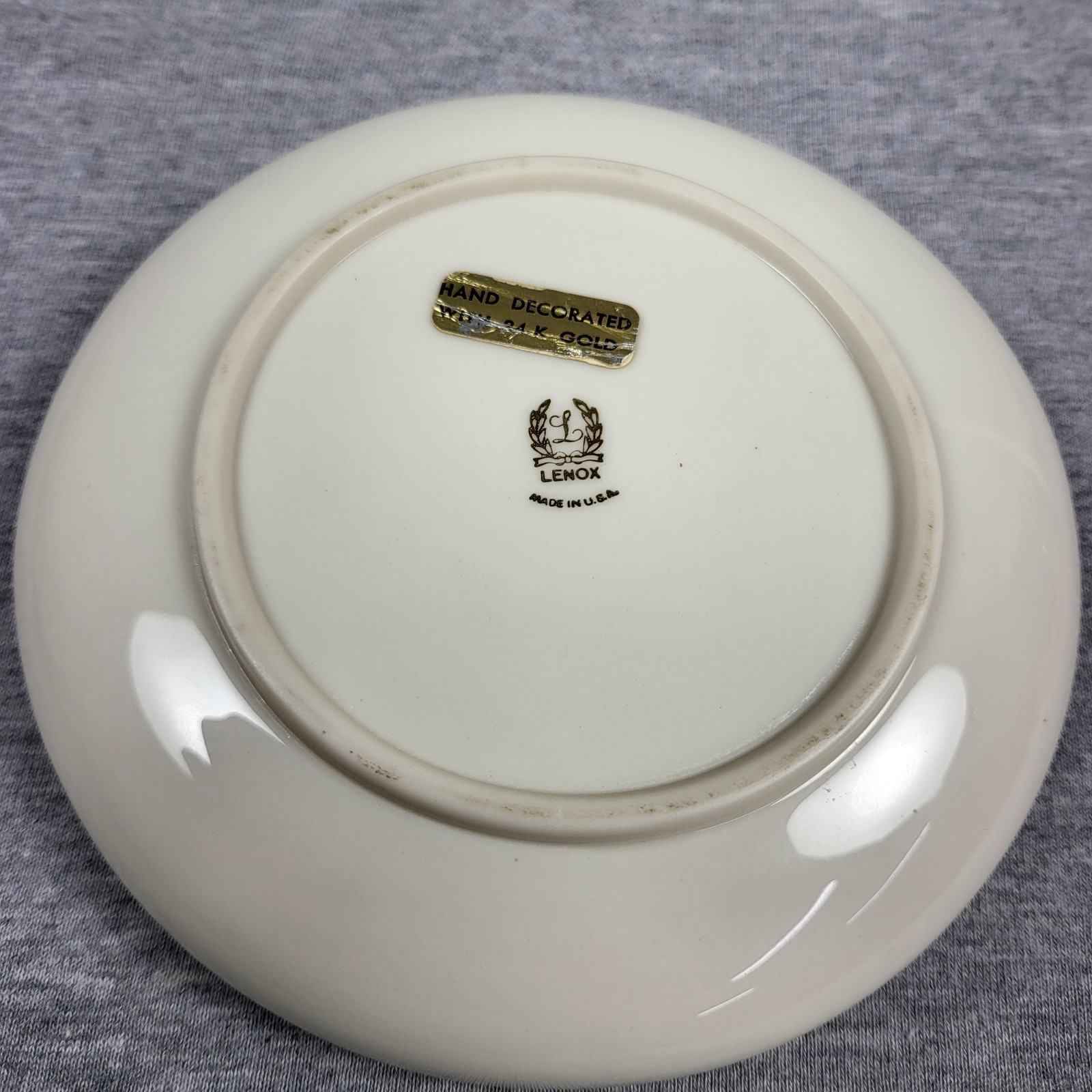 Vintage Unused Ashtray Lenox Gold Trim 5.5” Mid Century Modern Mansfield Ivory