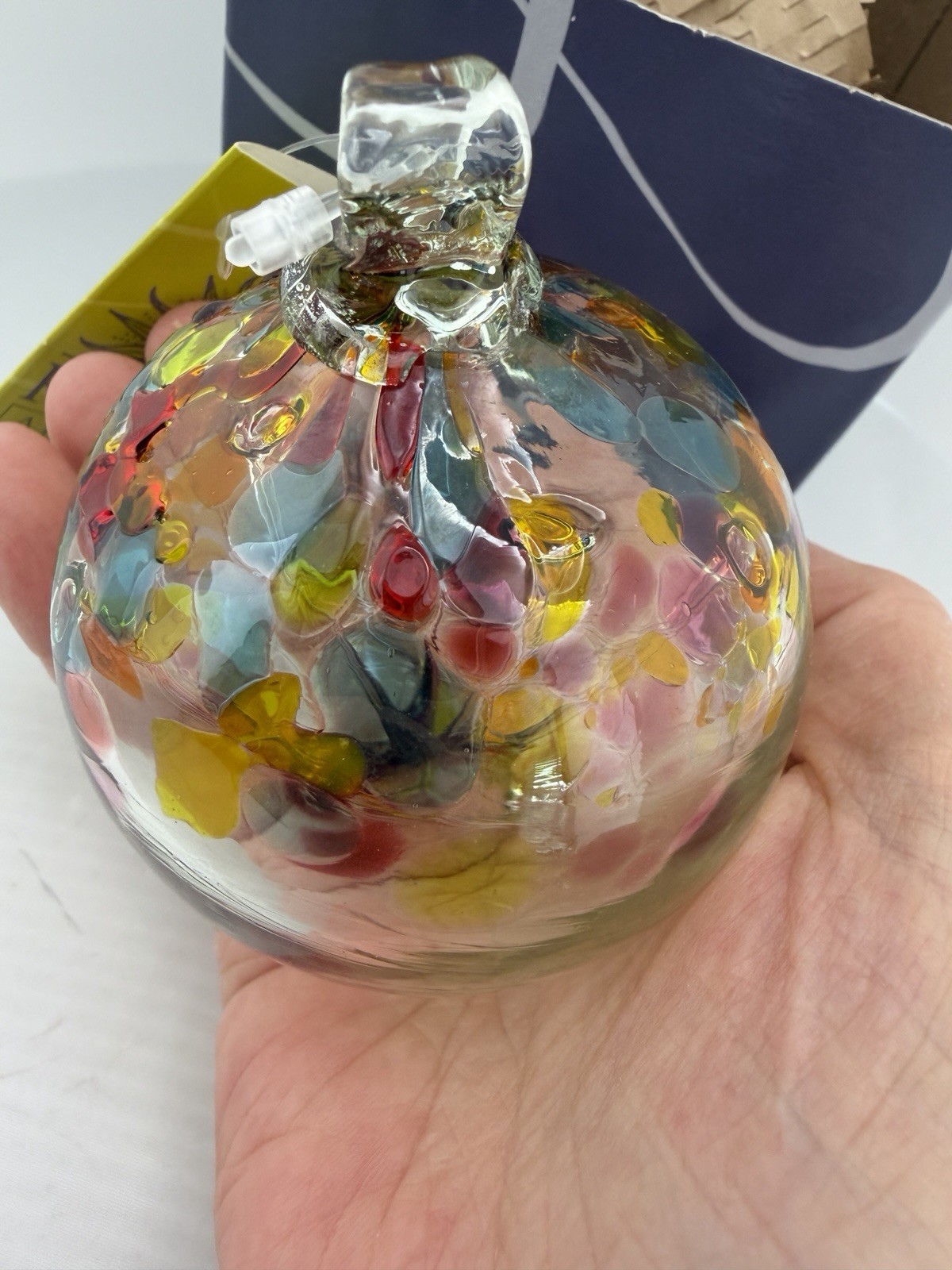 Kitras Art Glass Hand Blown Ornament Tree Of Enchantment Spirit Ball W/ Box Tags