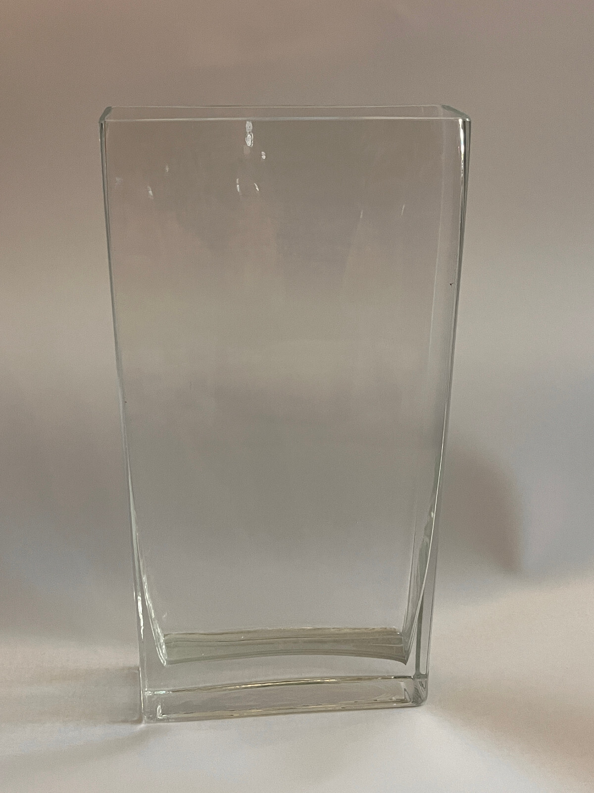 HEAVY 16″ x 8″ Wide Rectangular Thick Clear Glass Elegant Vase Weighs 8 Lb 13 Oz