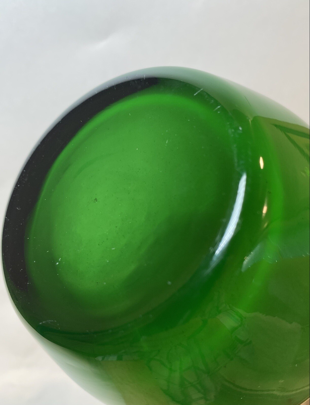 Green Flange Rim Base Modernist Art Glass