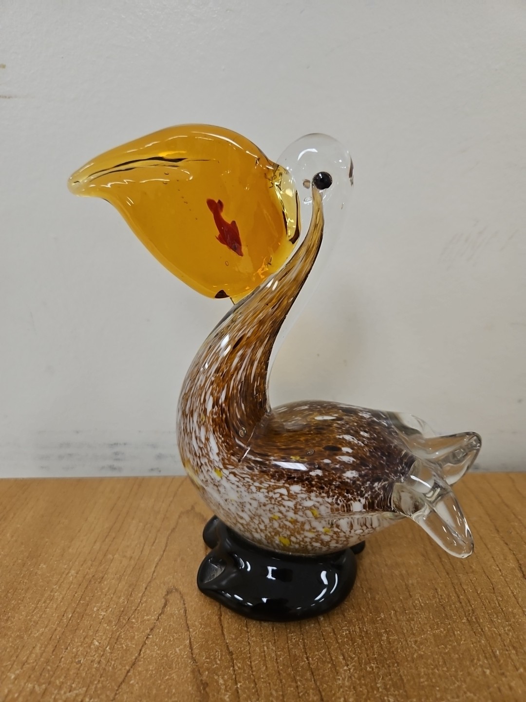 VTG Glass Pelican Sculpture Paperweight Murano Style