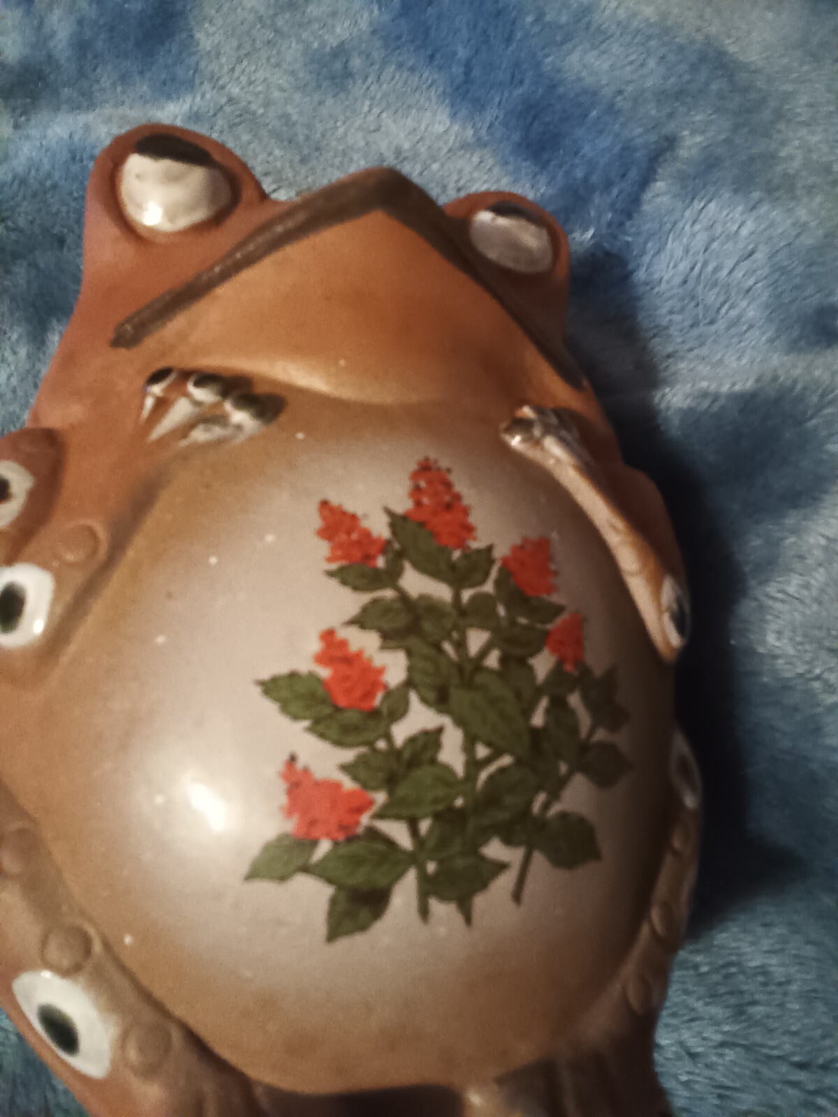 Clay or pottery frog shaped vase,or planter.