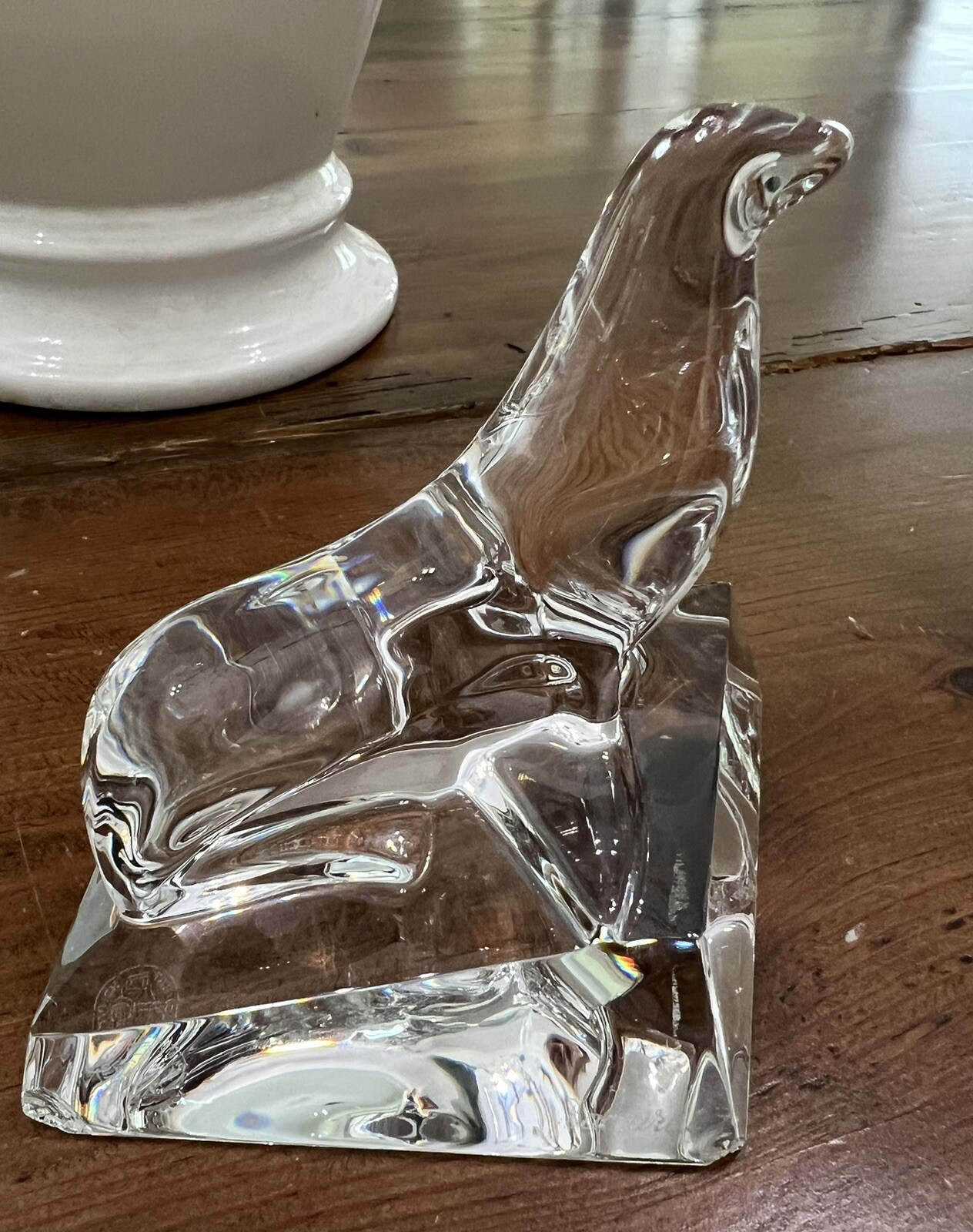 vintage baccarat Clear Crystal Seal On Iceberg 4” Tall 4 1/2” Long Read