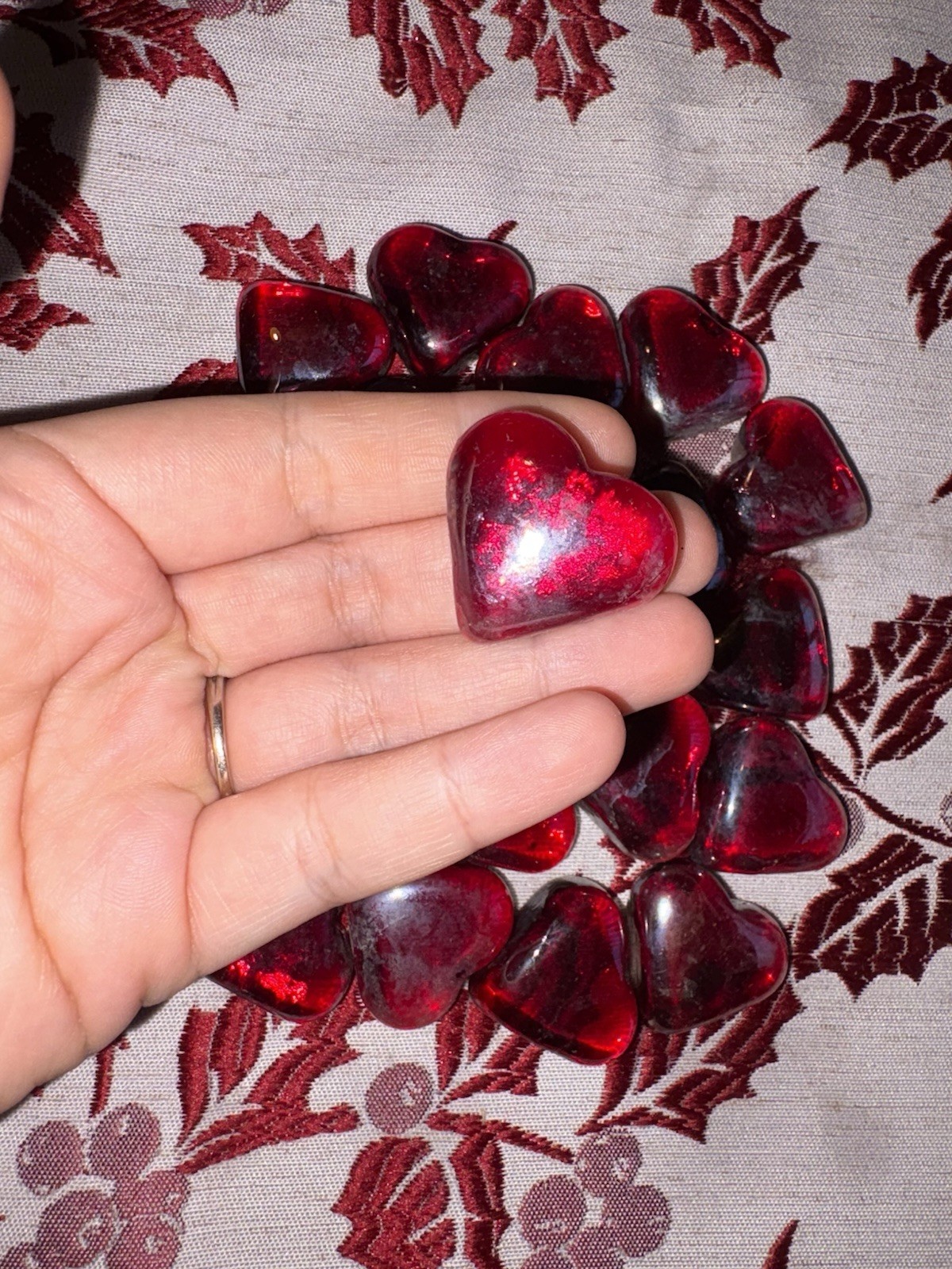 Ruby Small Glass Blown Hearts. For A Vase, Fishbowl, Or Any Decor