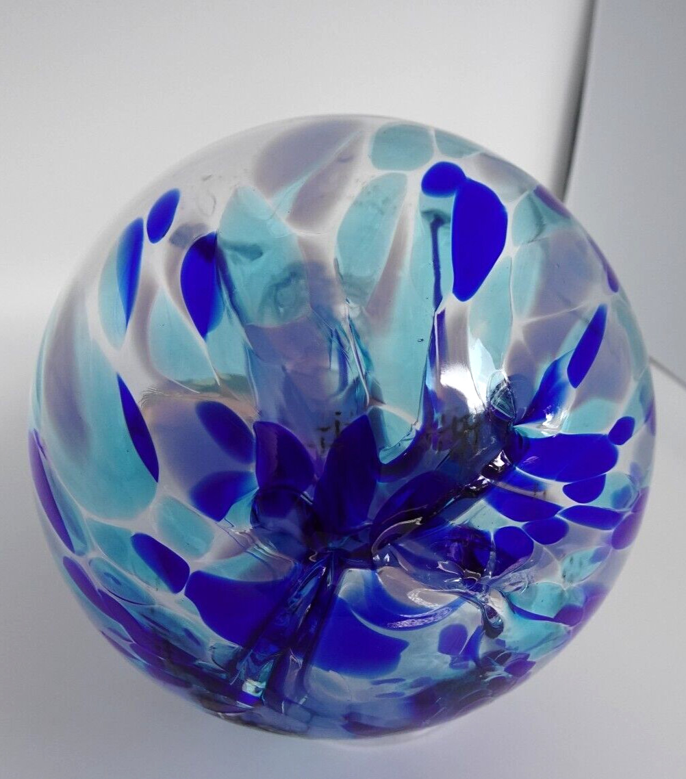 NIB Luke Adam Studio Art Glass 4″ “RAINDROP” Wishing Ball Ornament Witches Orb