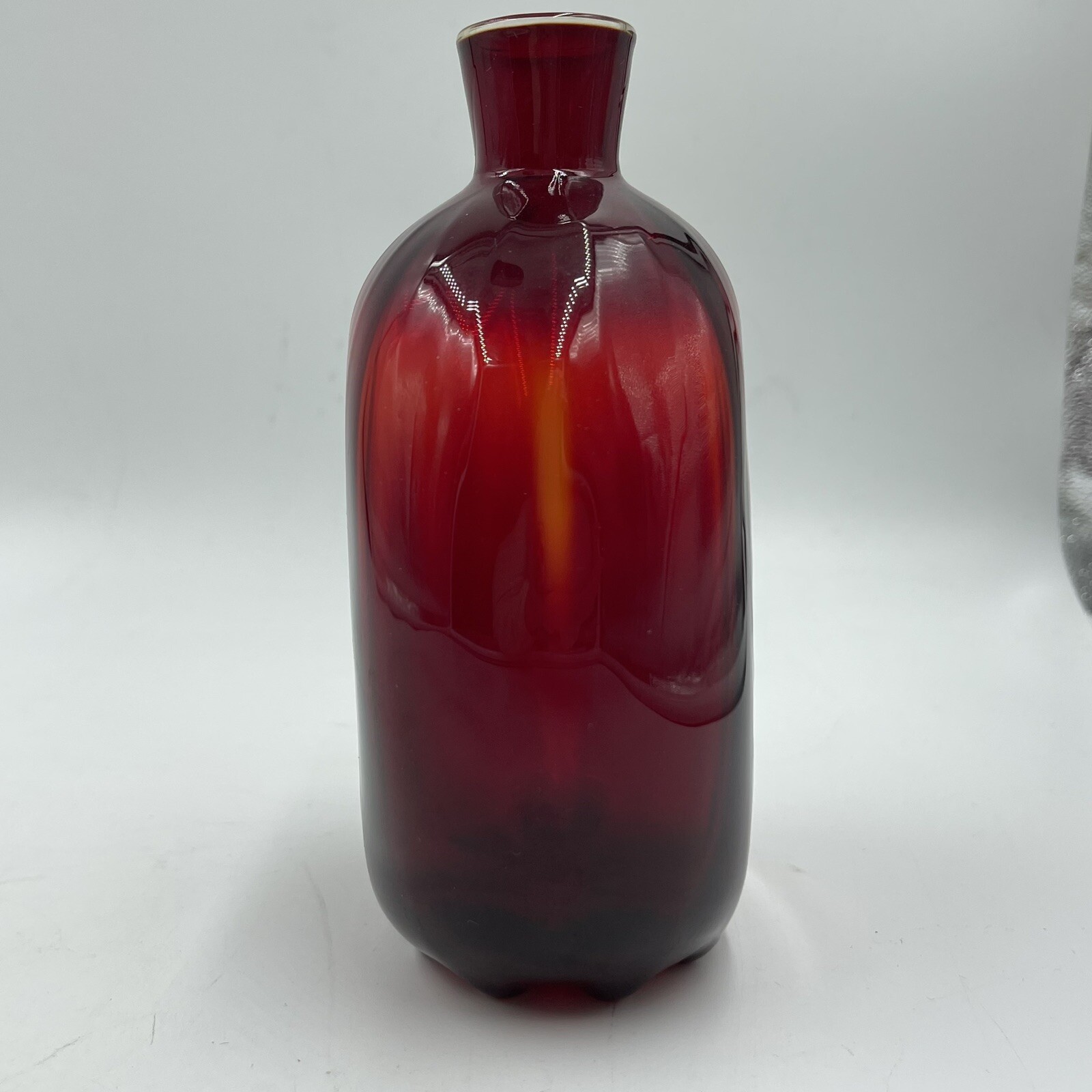 MMA Ruby Red Blown Glass Vase 6 in Marked Metropolitan Museum of Art Vintage