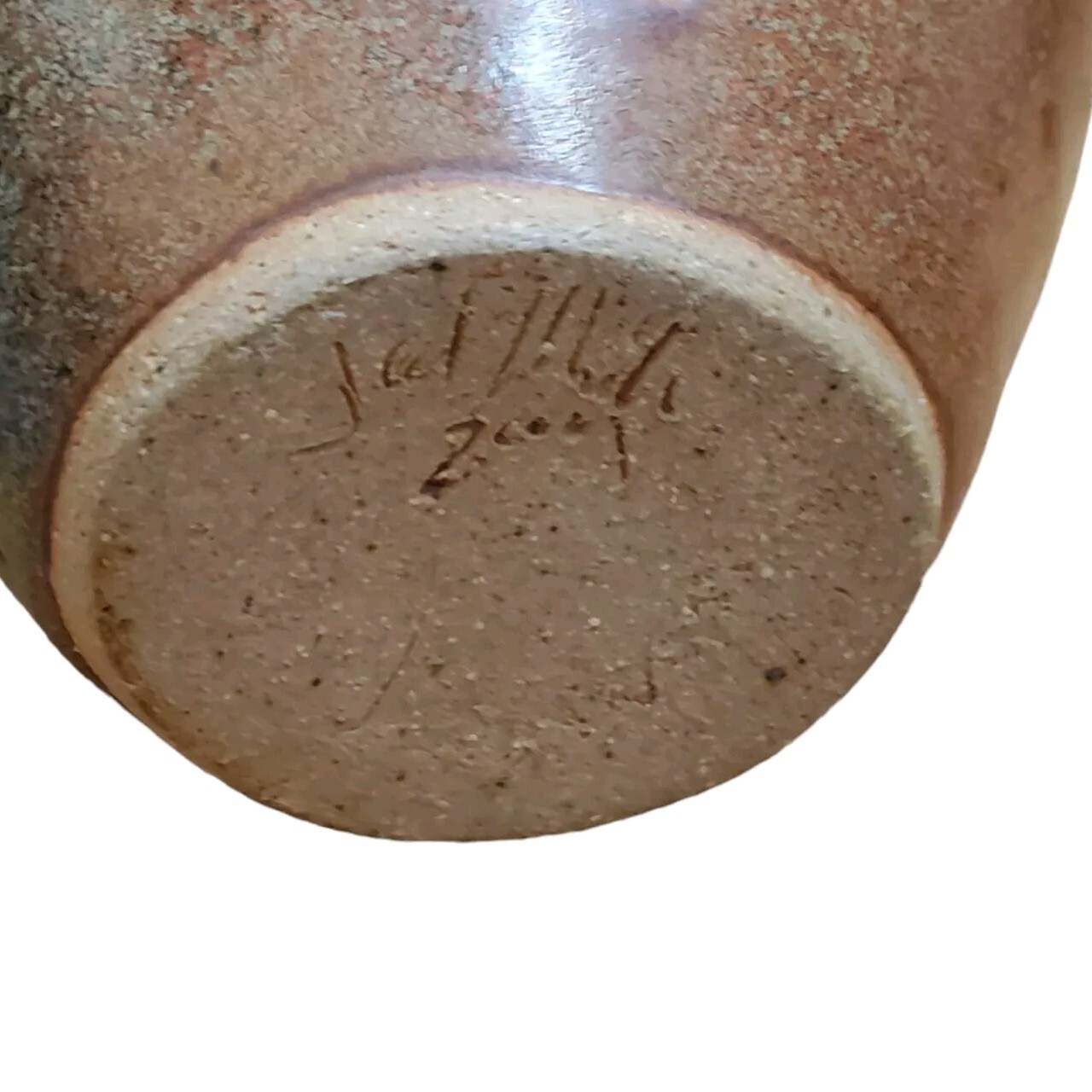 VTG Studio Pottery Stoneware Vase Seed Pot Brown Marbled Rust Vase 5″ Signed