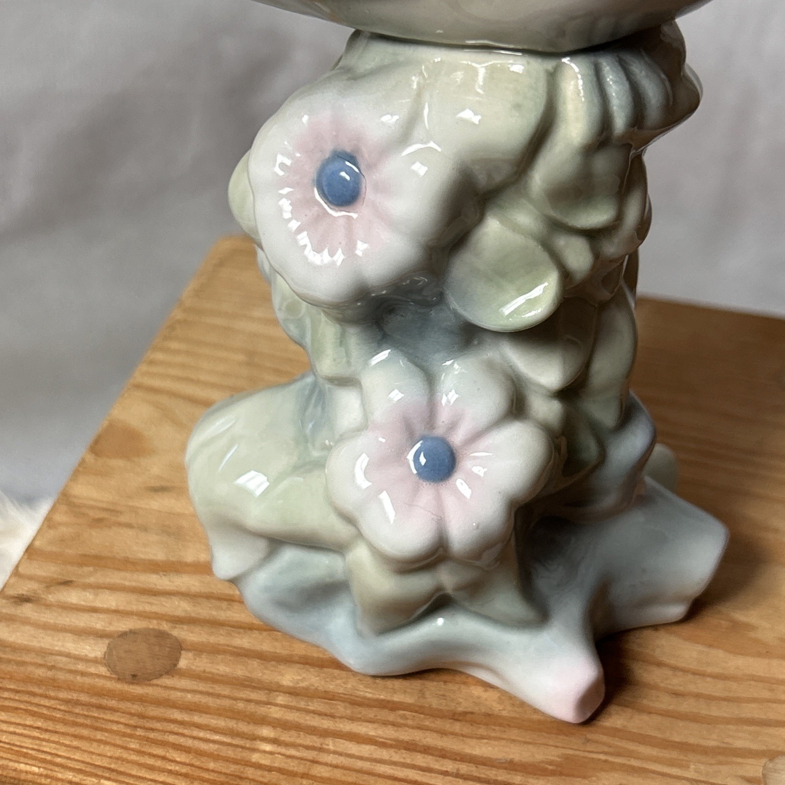 Casades Porcelain Bird Figurine Floral Base Glossy Decorative Spain