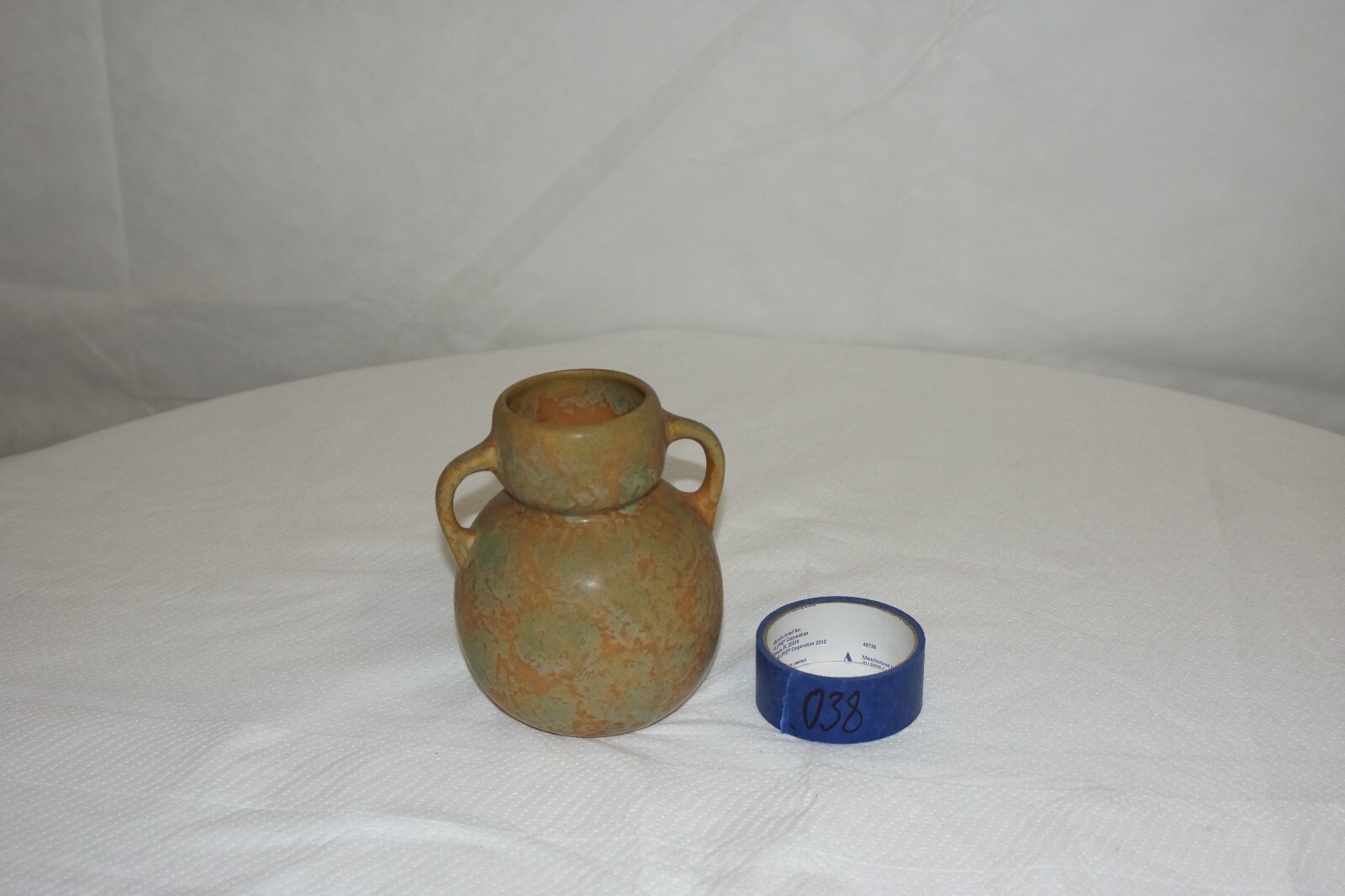 Orange and Green Two-Handled Vase