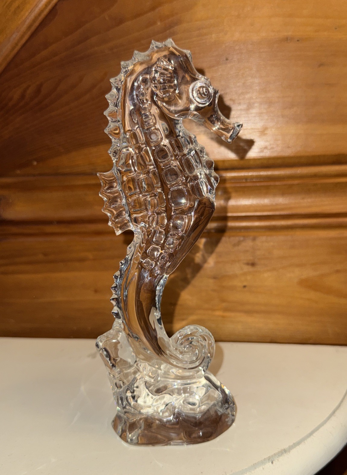 Vtg Waterford Crystal Seahorse Sculpture Figurine 7” Etched Signature