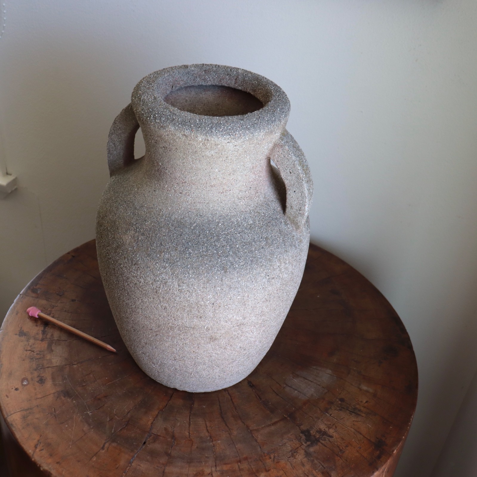 Hillside Pottery Cement Vase 2 Handled Pot Planter Early California Los Angeles