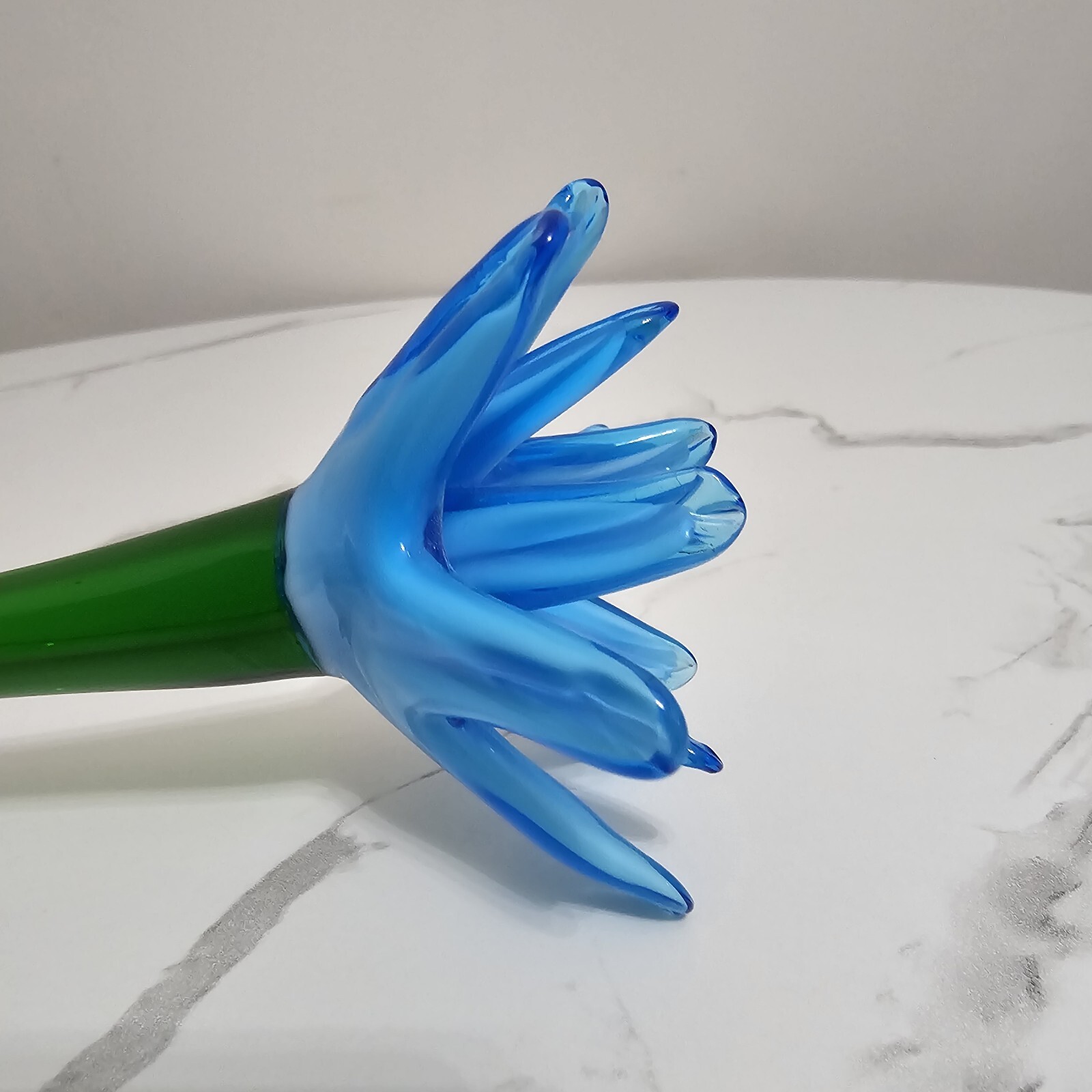 Murano Glass Flower Blue Dahlia Italy 1980