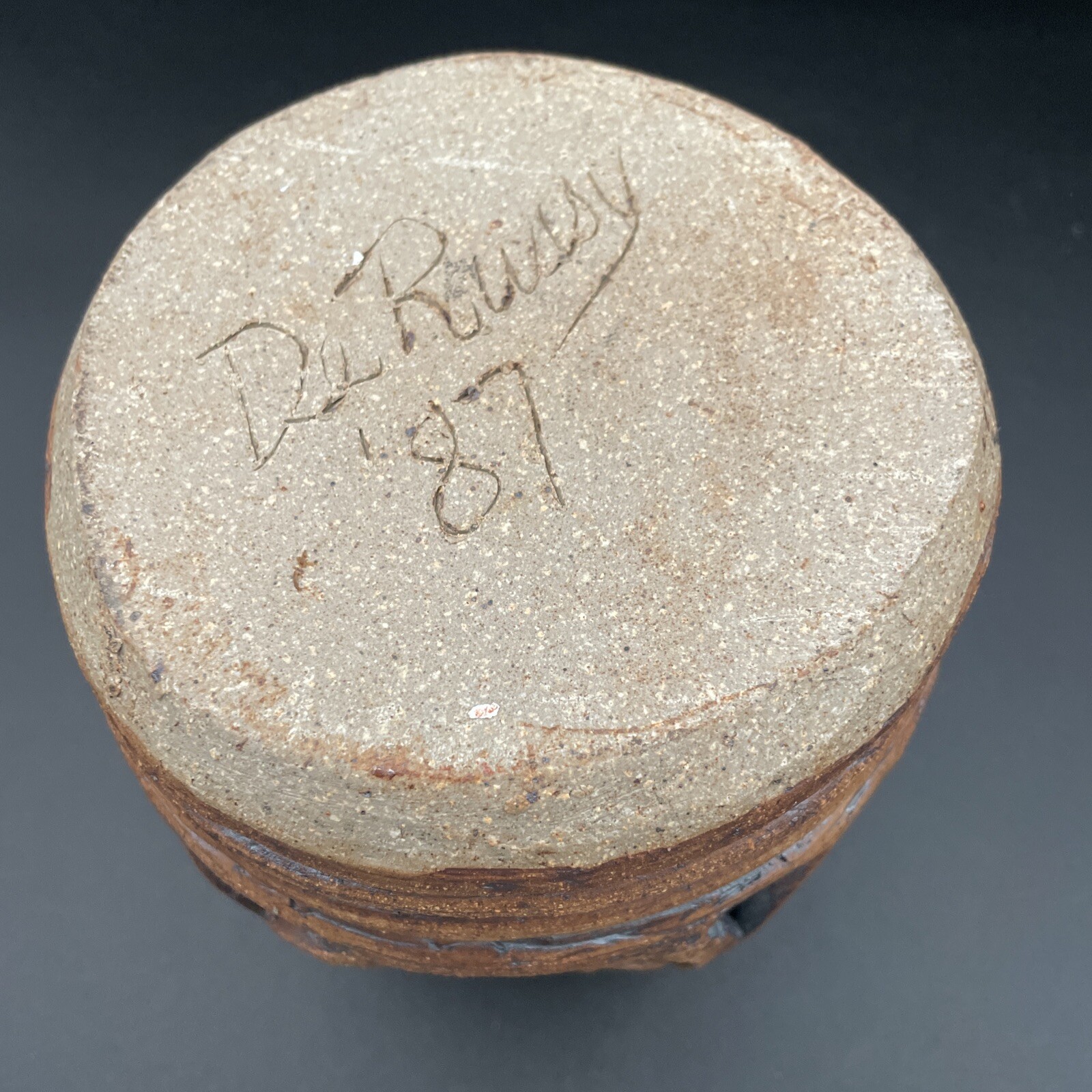 Vintage Brutalist Art Pottery Clay Coil Vessel Brown Primitive Vase