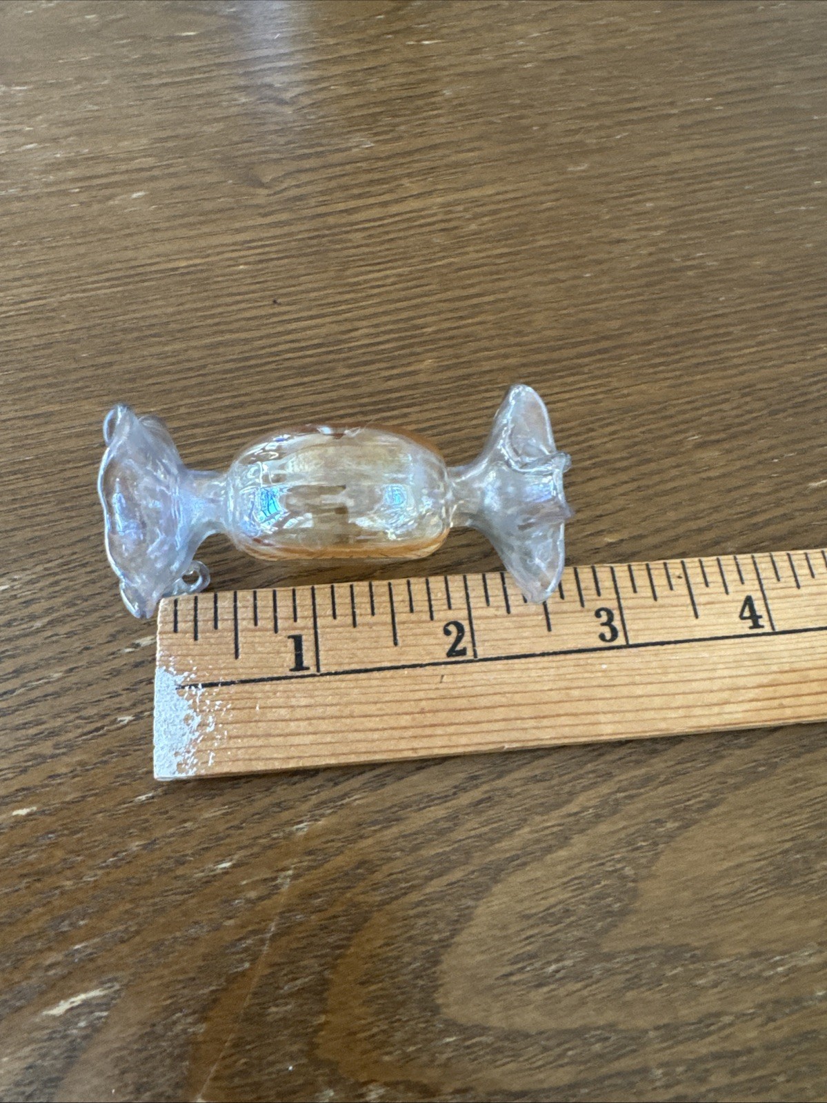 Art Glass Hand Blown Wrapped Candy Piece Ornament Collectible Yellow Vintage