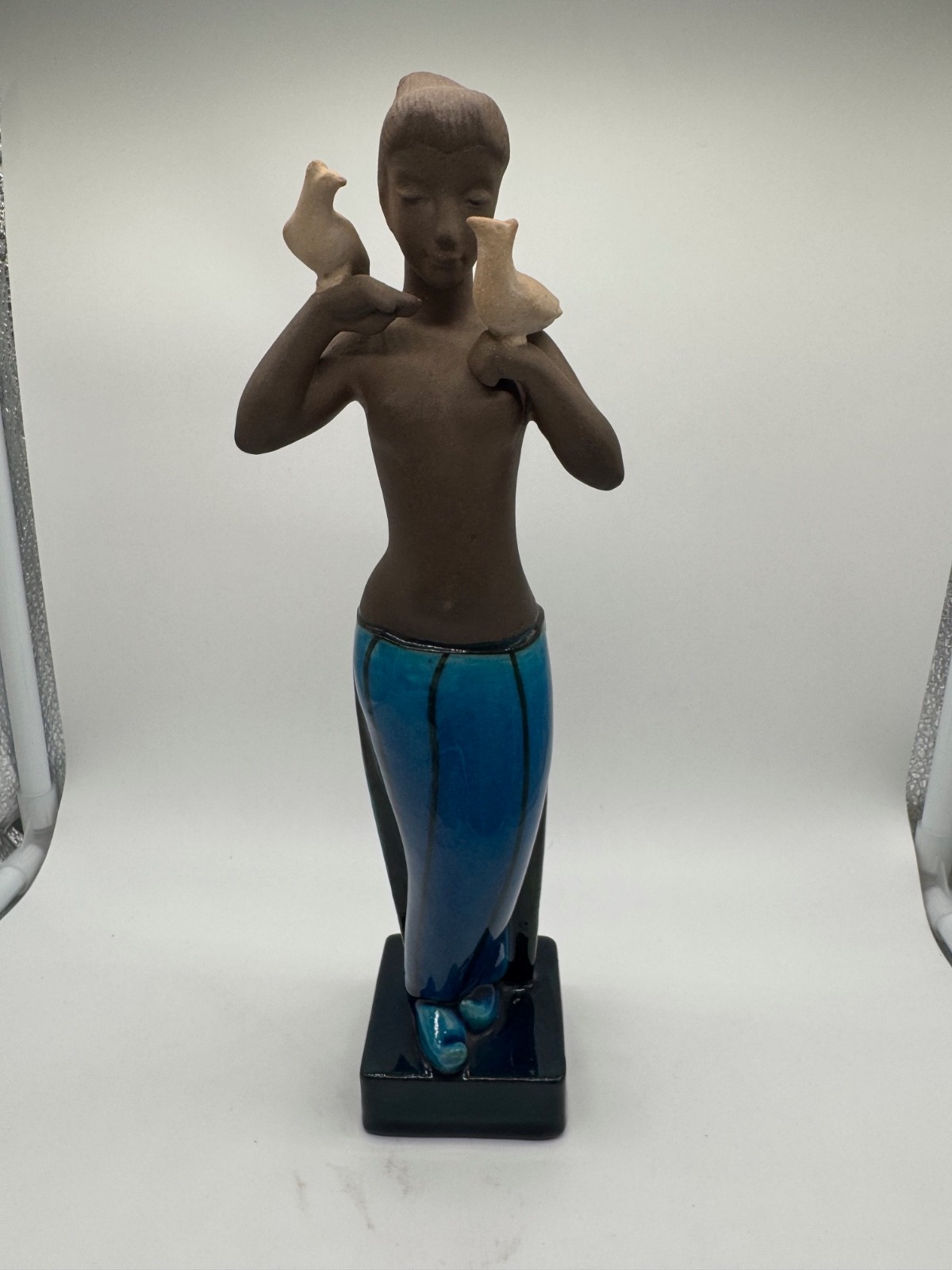 Royal Copenhagen Denmark Johannes Hedegaard Ceramic Figurine Woman with Birds