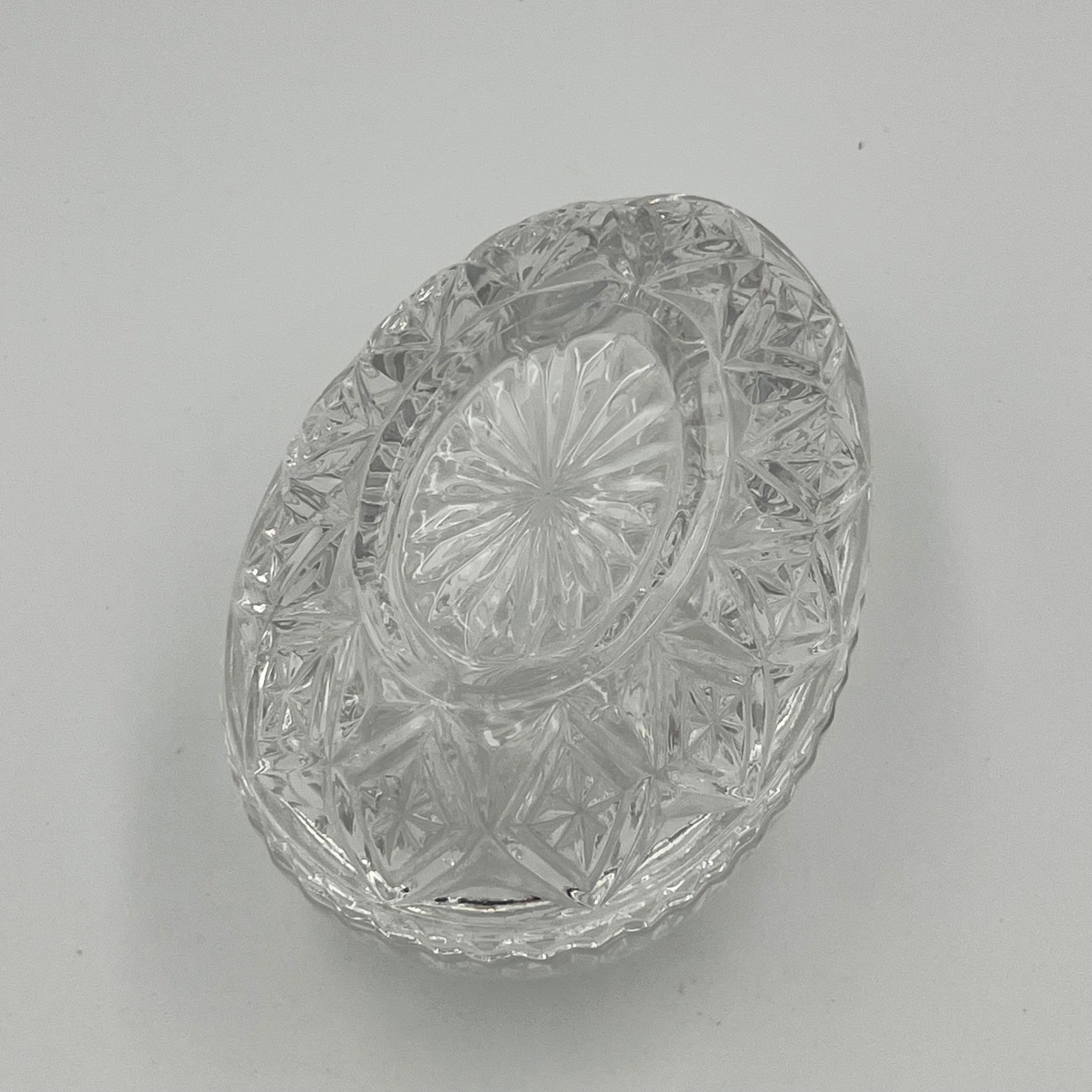 Crystal Egg Trinket Box Clear Cut Glass Decorative Container Stash Jewelry